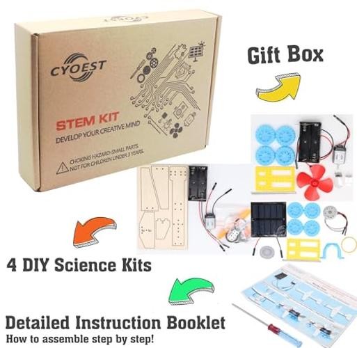 4 in 1 Solar Power & Electric Motor STEM Kits,Science Experiment Projects for