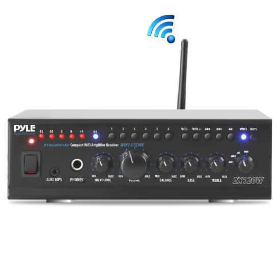 Pyle WiFi Bluetooth Stereo Amplifier, 4x Enrock 4" Box Speakers, Wire Bundle