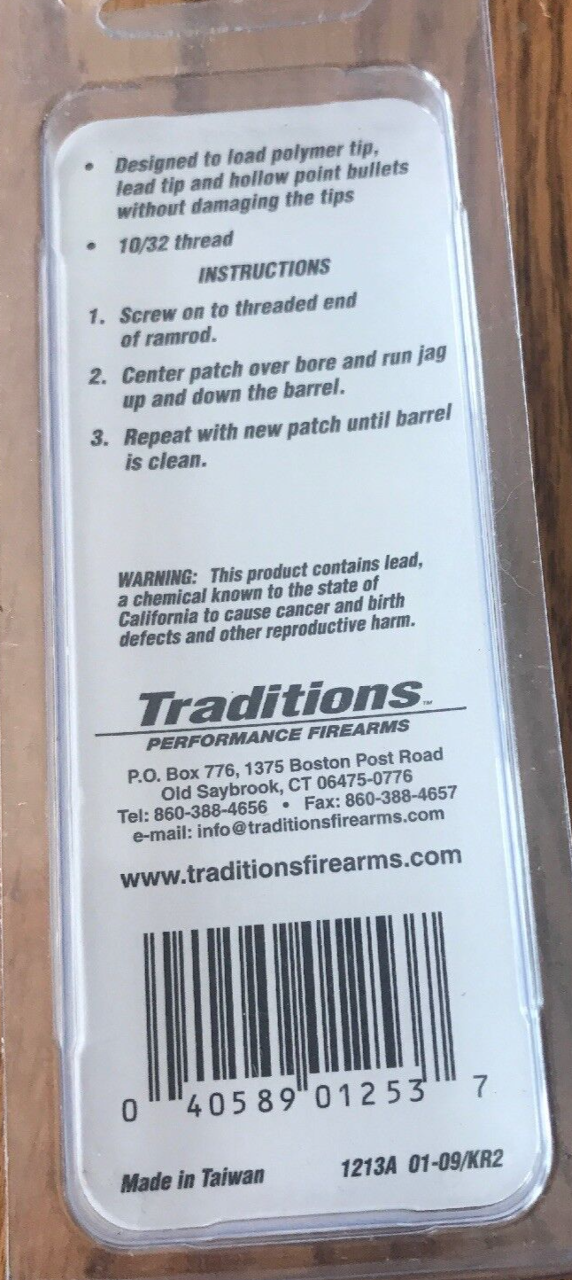 Traditions Performance Firearms A1213 Muzzleloader .50 Cal Rotating Jag-New