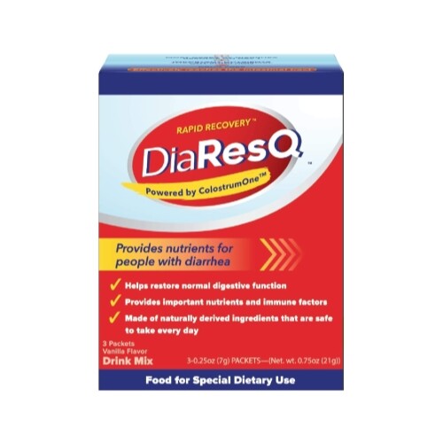 3 Pack Rapid Recovery DiaResQ Diarrhea Relief, .25oz Per Packet, 3 Packets Each