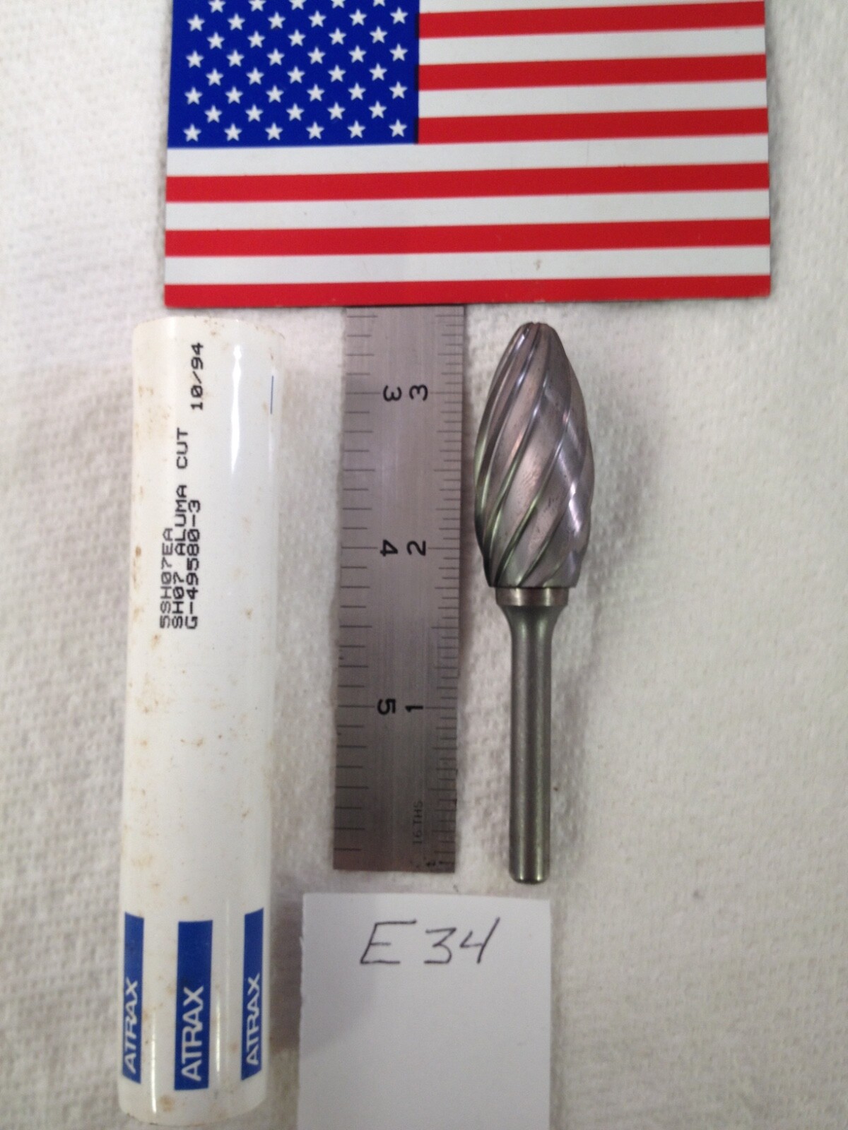 1 NEW ATRAX 1/4" SHANK CARBIDE BURR. SH-7NF. ALUMINUM CUT.  USA MADE  (E34)