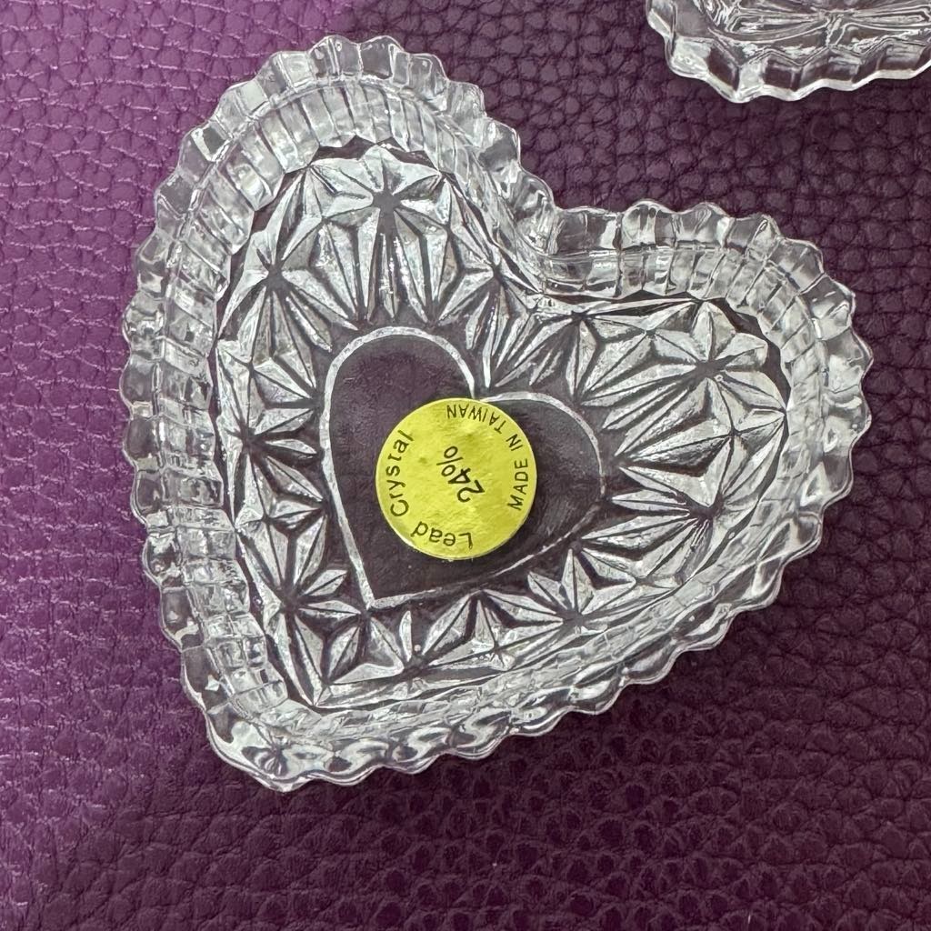Trinket Box Vintage Crystal Heart Shaped ~24% lead New  Gift