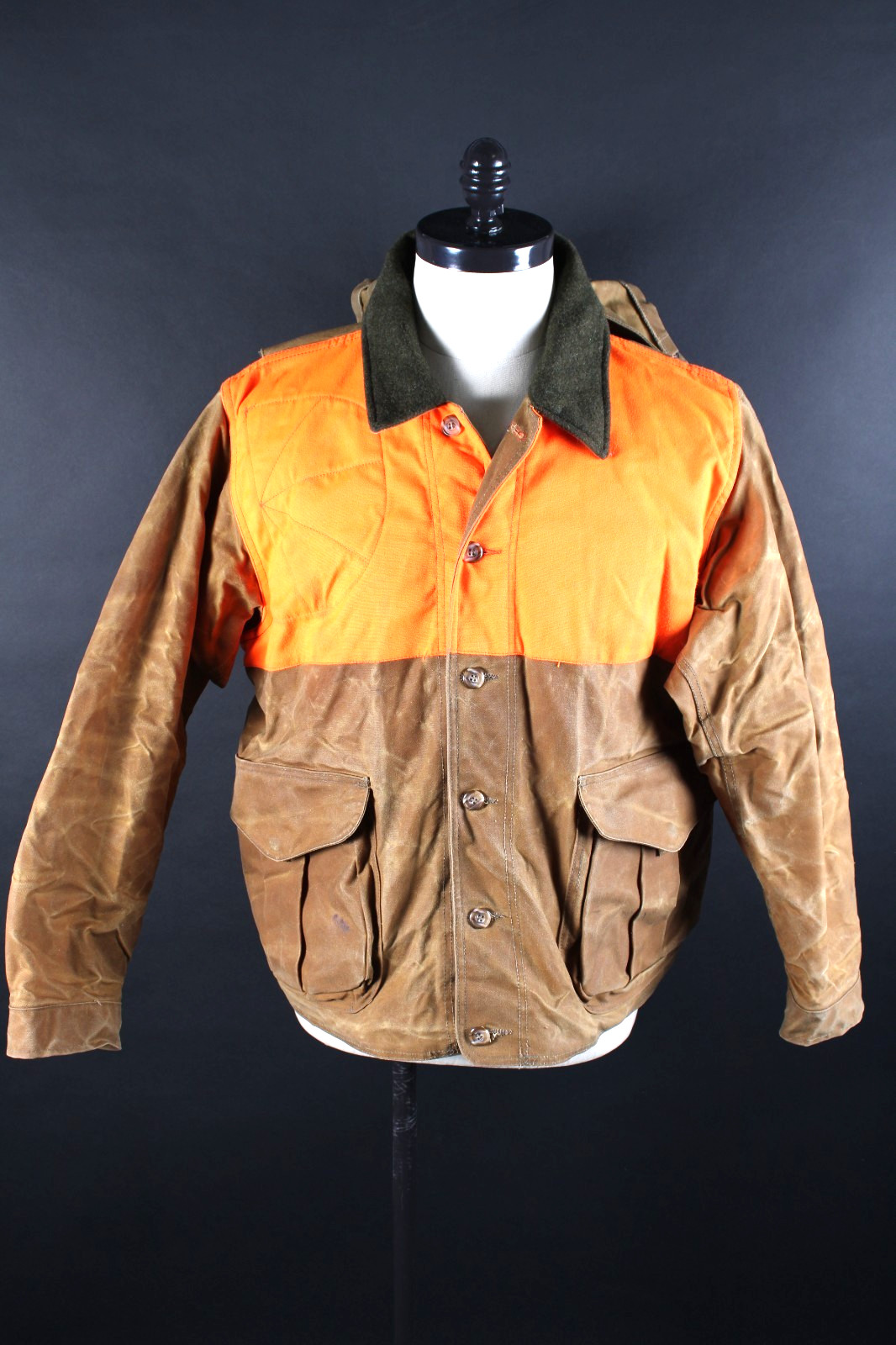 Filson Tin Cloth Hunting Jacket Size XL USA 622B Blaze Field Coat With Hood