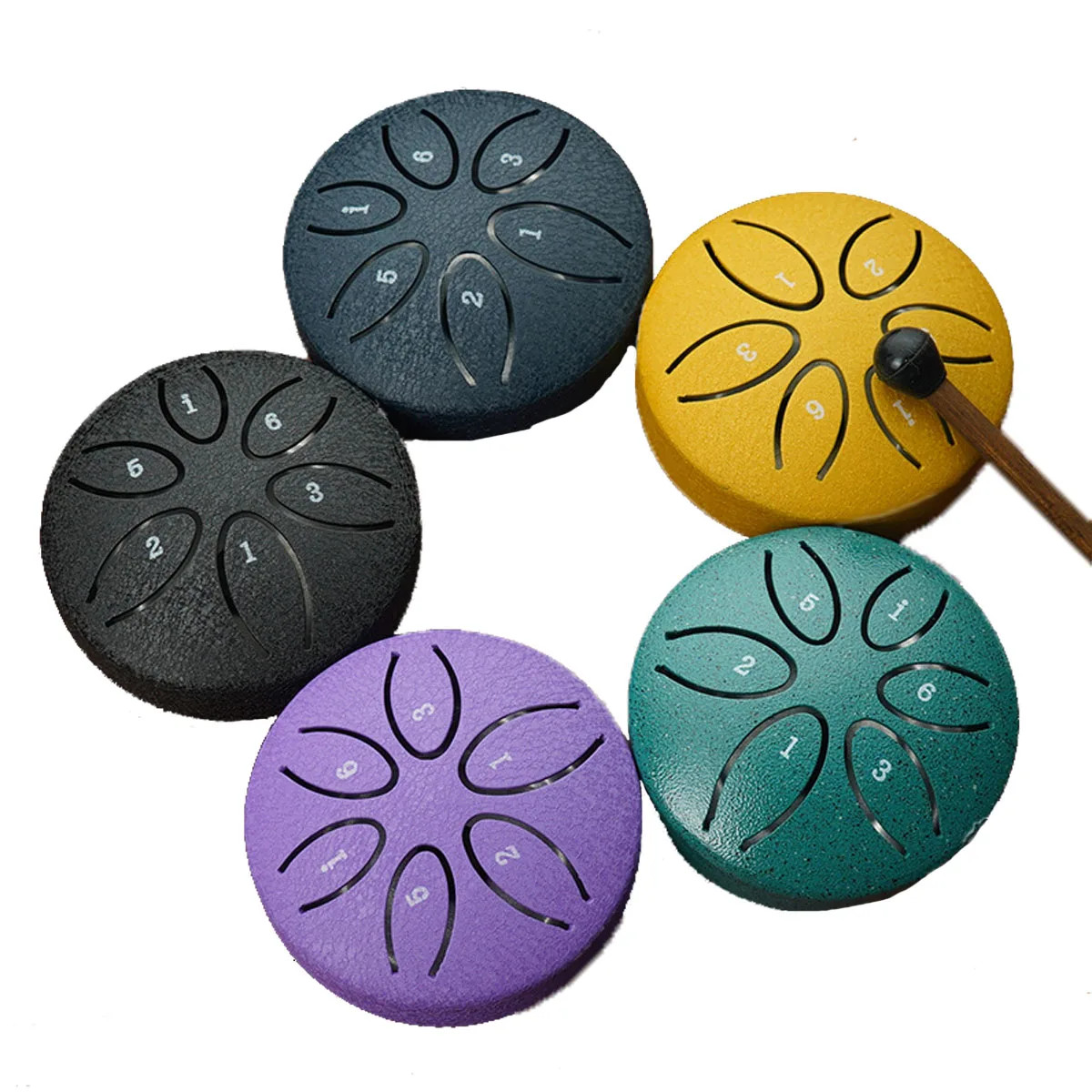 Steel Tongue Drum 3" Mini Harmonic Drum 6 Tones Portable + Mallet