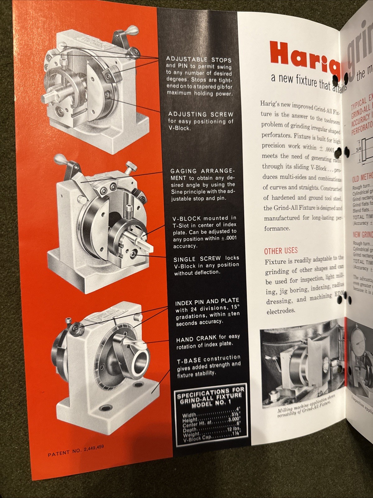 Vintage Harig Grind-all Fixture Tools Catalog USA 🇺🇸