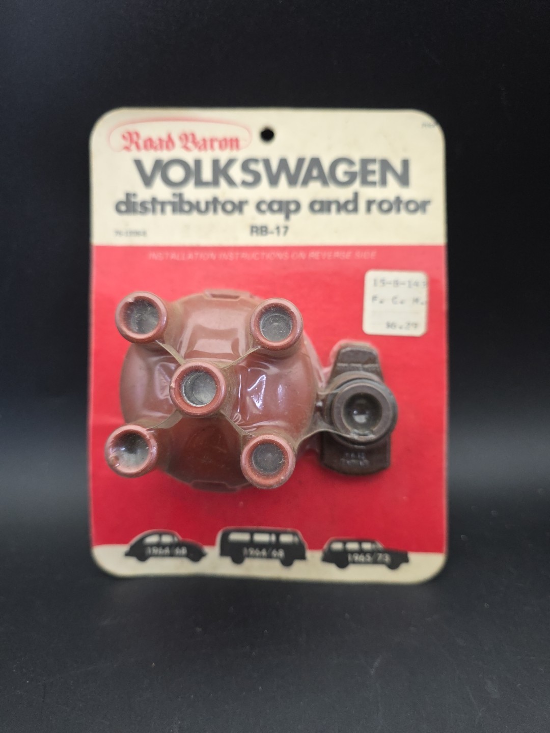 NEW OLD STOCK ROAD BARON RB-17 VOLKSWAGEN DISTRIBUTOR CAP & ROTOR 1964 - 1973