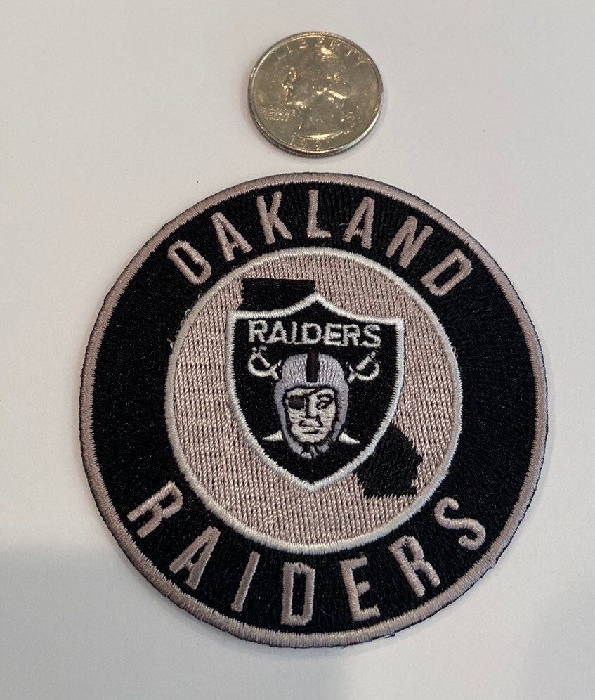 OAKLAND RAIDERS VINTAGE STYLE EMBROIDERED IRON ON PATCH 3"Round/ BEAUTIFUL!!