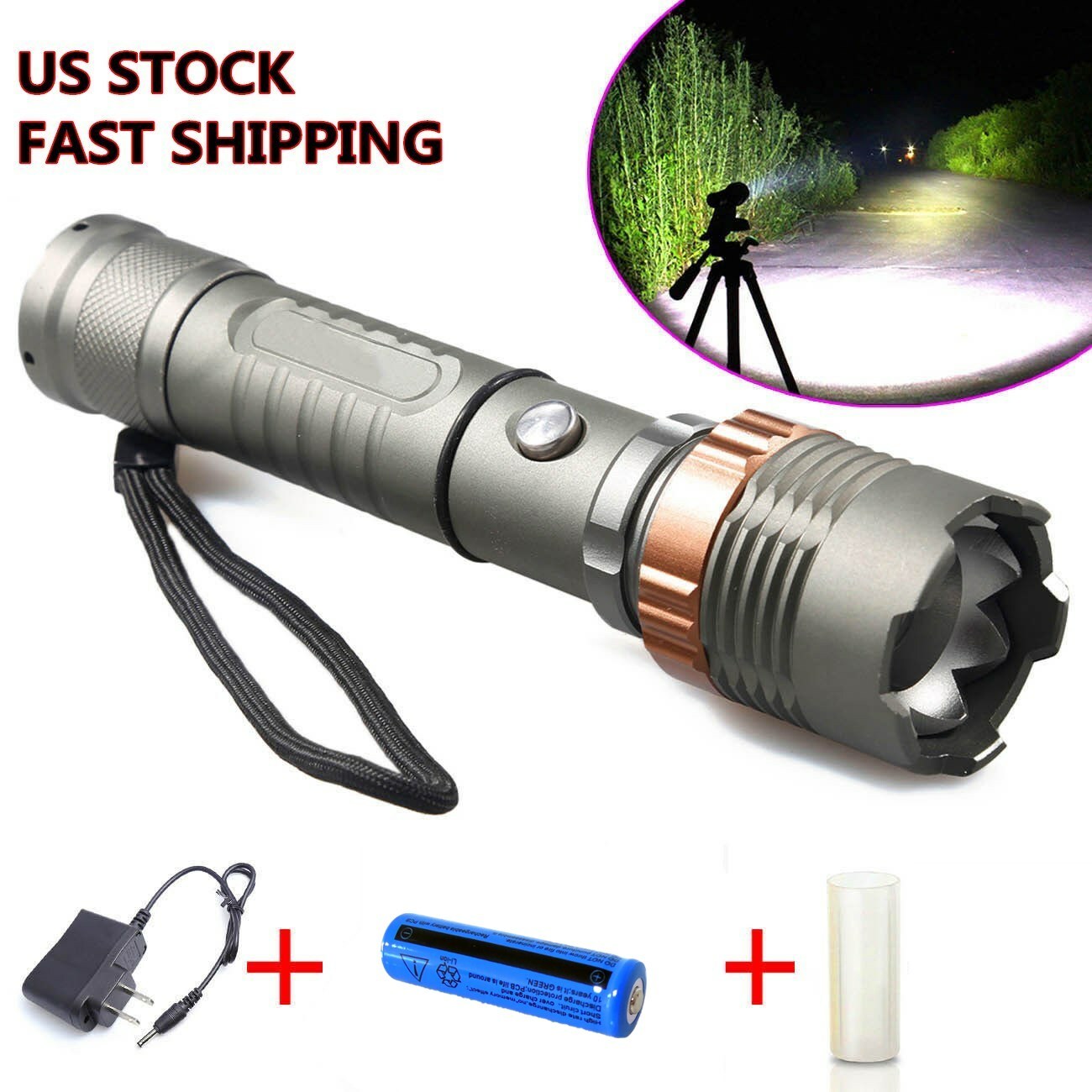 Brightest 9500000LM Police Tactical Flashlight Rechargeable High Power Led Torch