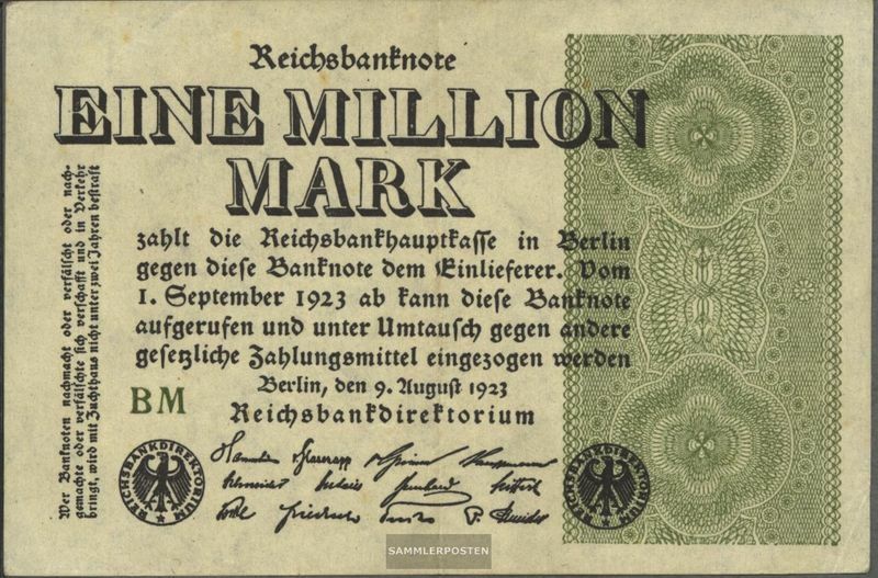 German Empire Rosenbg: 101d, watermark Shaft used (III) 1923 1 Million Mark