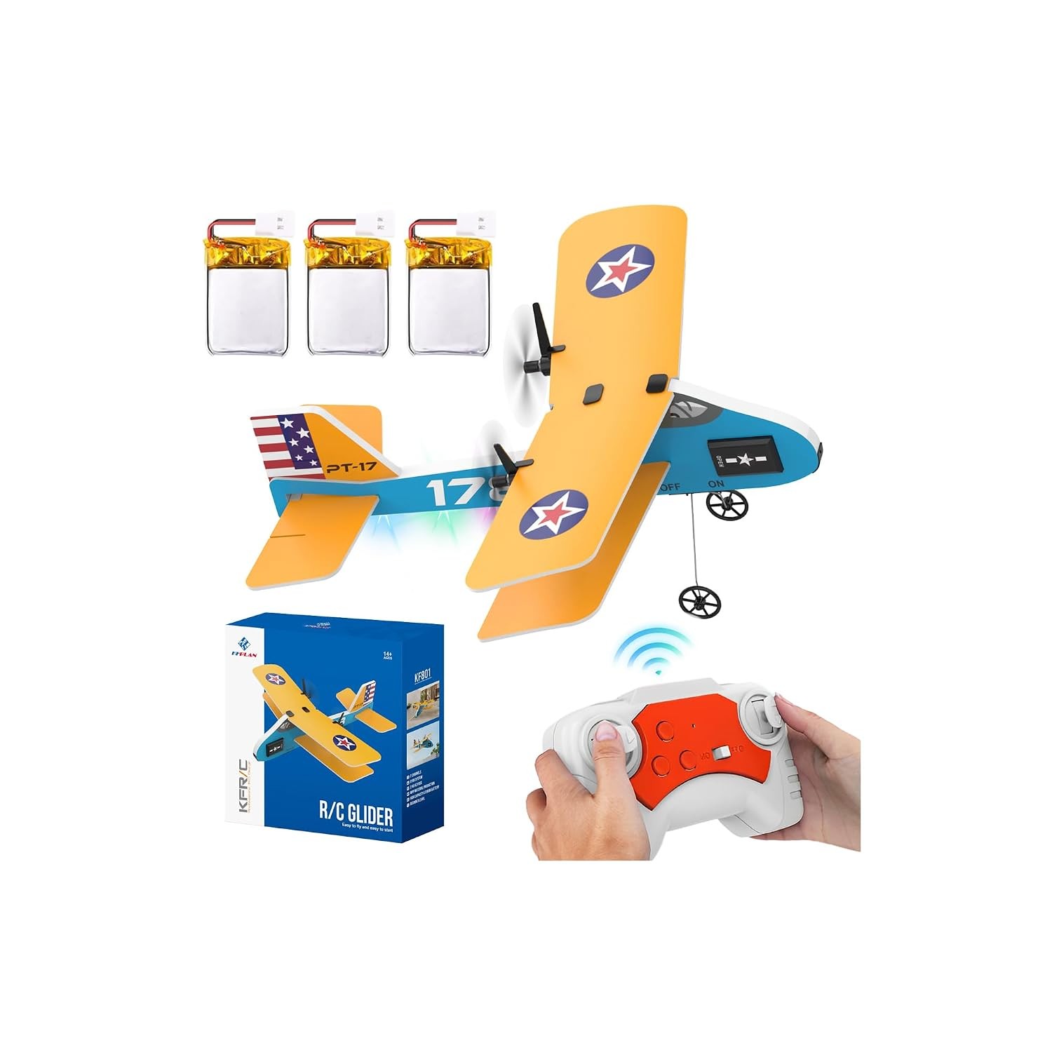 RC Plane, 2.4Ghz Remote Control Airplane with 3 Batteries & 6-axis Gyro Stabiliz