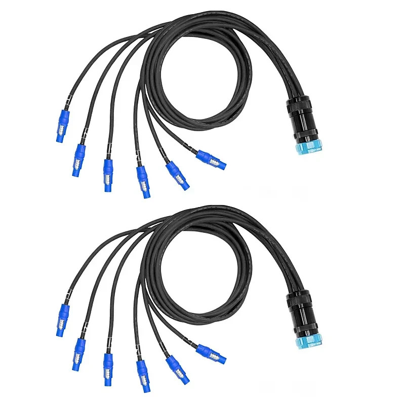 2 pk SOCO 19 PIN to 6 PowerCON A Blue Connectors 6 ft SOCAPEX Breakout Cable
