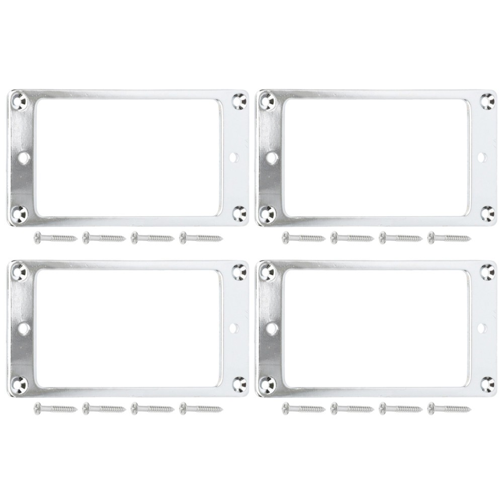 4Pcs Durable Aluminum Alloy Flat Bottom Humbucker Rings for Guitar Silver