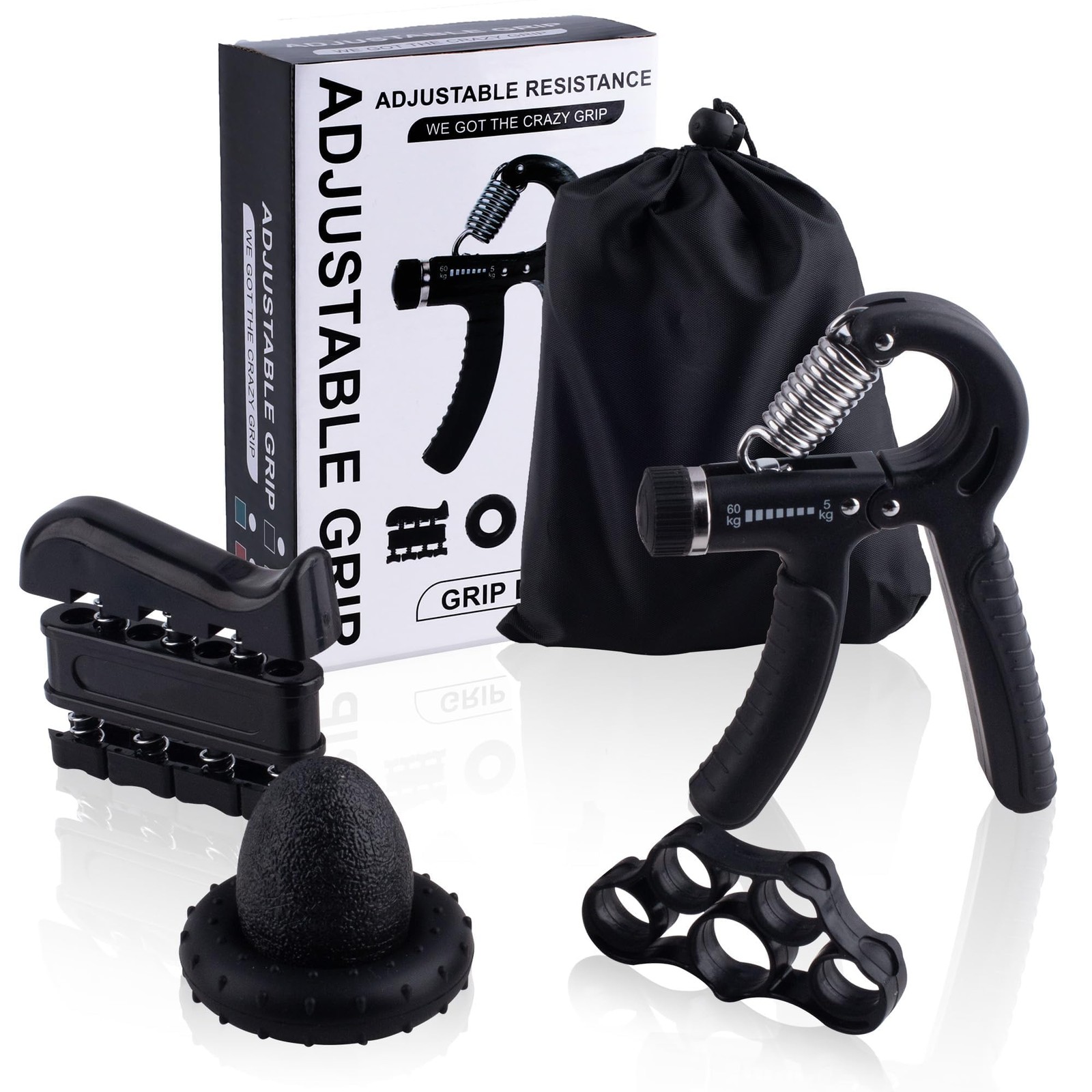 Grip Strength Trainer Kit (5 Pack), with Finger Exerciser, Hand Grip Strength...