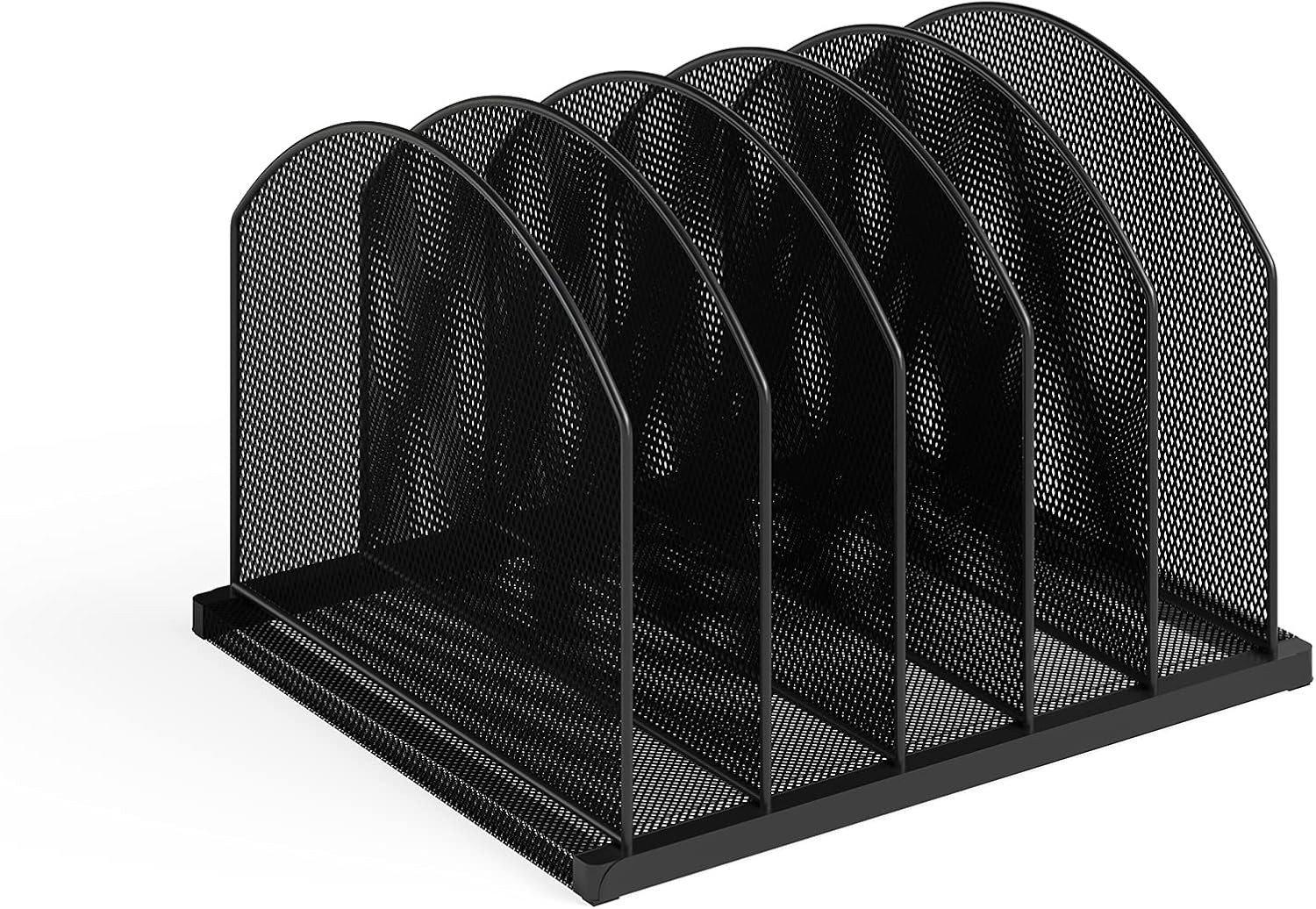 Onyx Desk Organizer 5 Upright Sections, Vertical File Holder Mail Sorter Black H