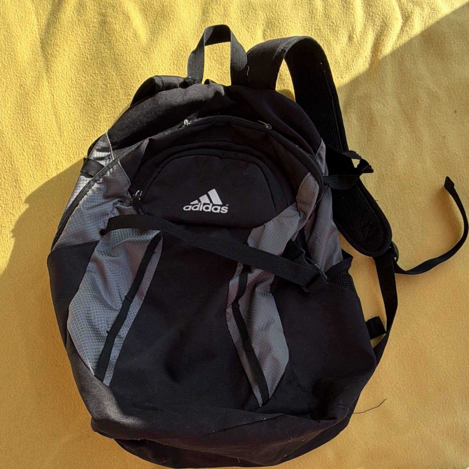 adidas Black/Gray Zip Backpack Adjustable Padded Straps Baseball Unisex
