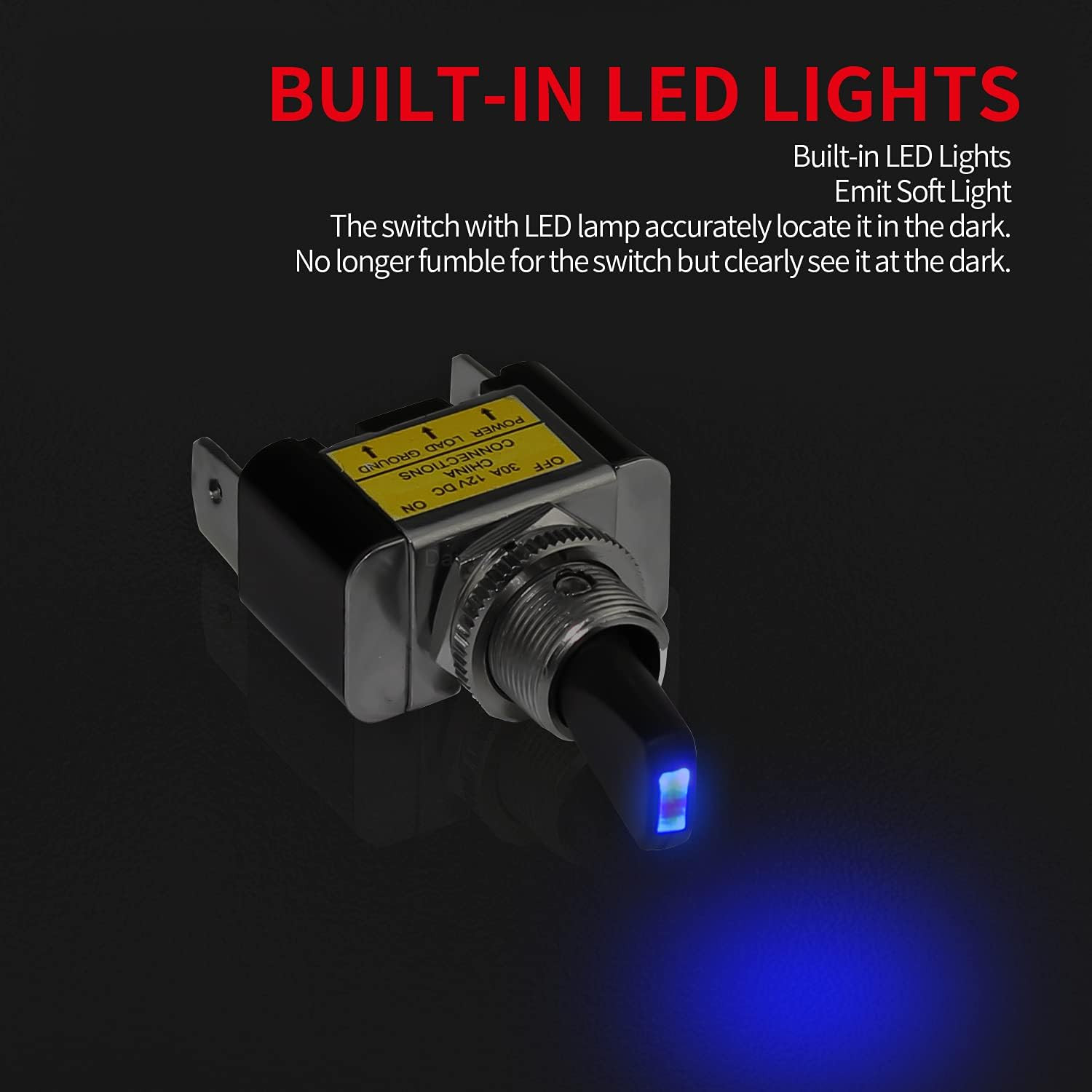 Daiertek 12V Blue LED Lighted Toggle Switch 30 Amp 12 Volt Toggle Switch SPST on