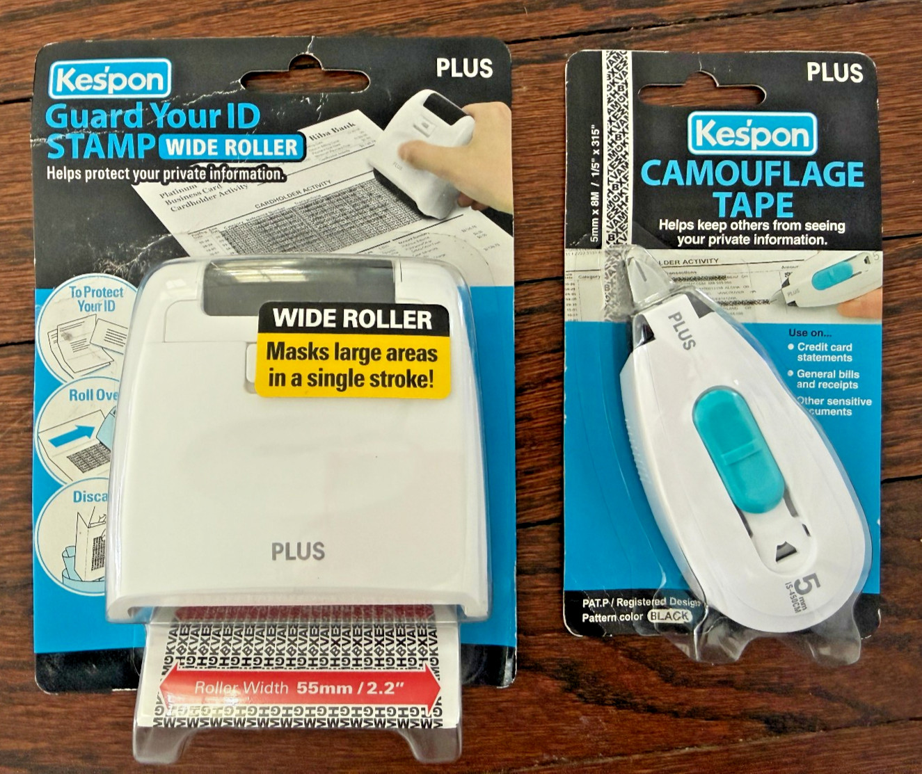 Kes'pon ID Guard Your ID Stamp Wide Roller 38-325 +Camouflage Tape 37-621 Kespon