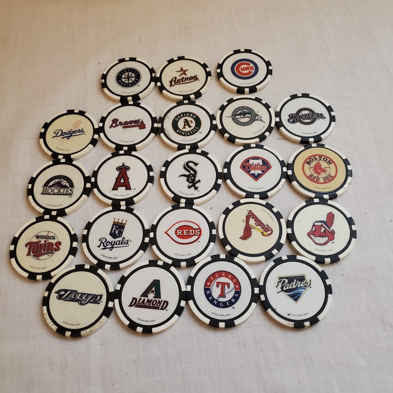 Lot of 22 Major League Baseball Poker Chips  Golf Ball Markers Casino Quality