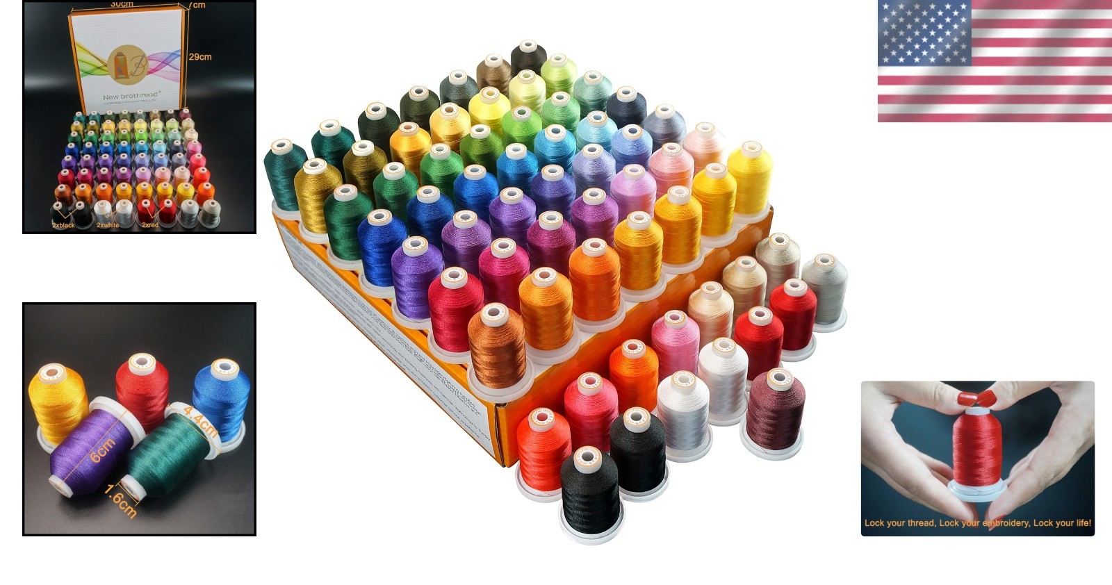 64-Color 1000M Polyester Embroidery Thread Kit