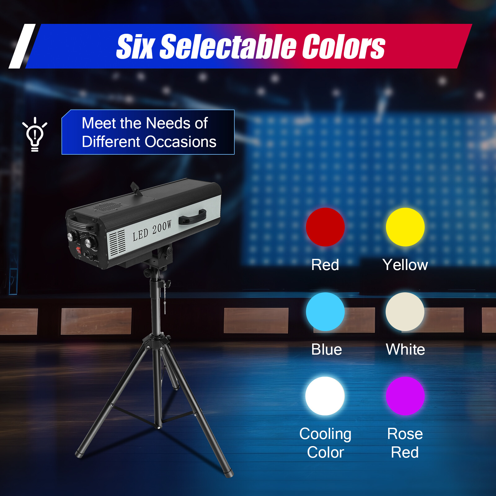 LED Follow Spot Light Manual Control Spotlight Stage Light Adjustable