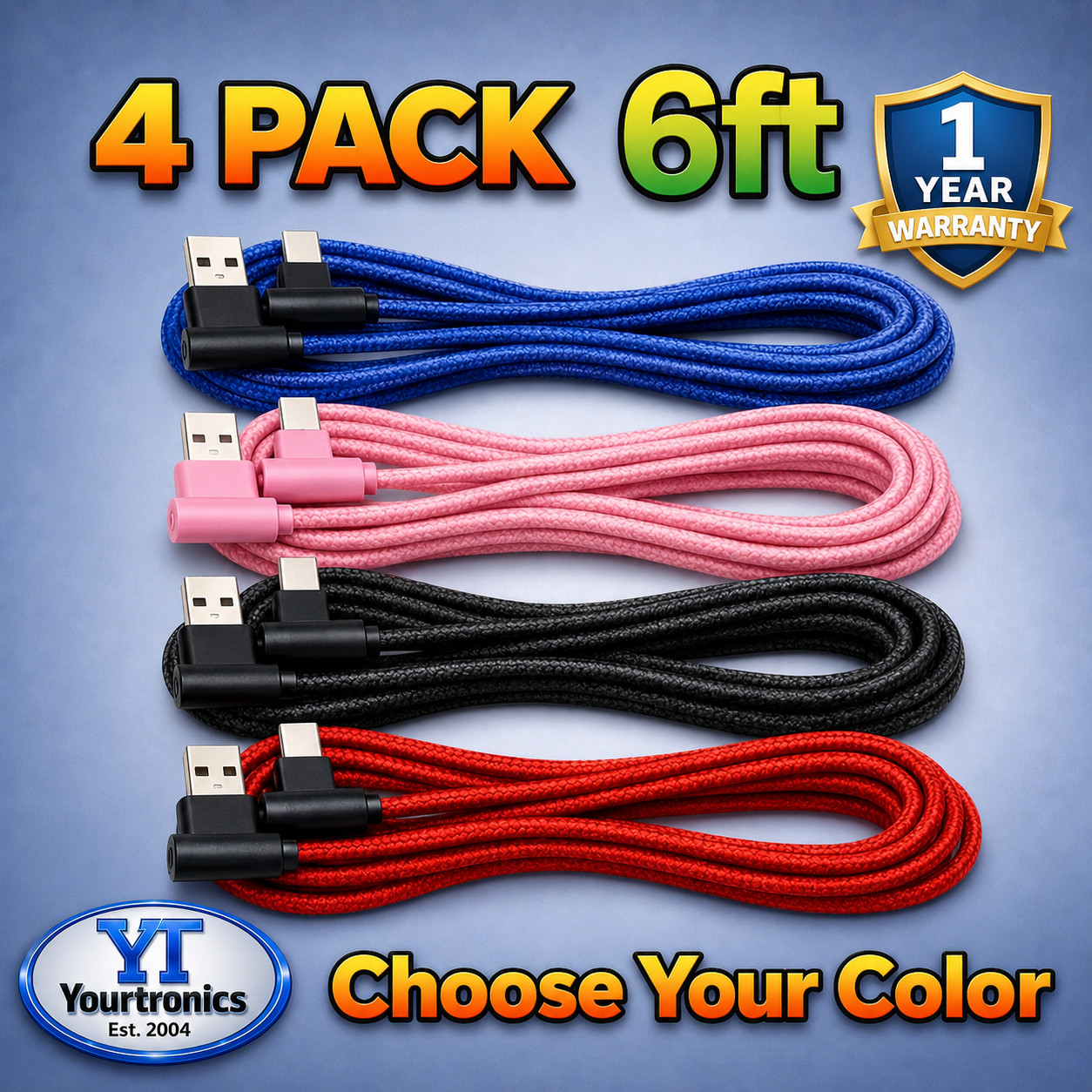 4 PACK 6ft Charging Cables 90 Degree For iPhone 14 13 12 11 X XR XS Plus Pro Max