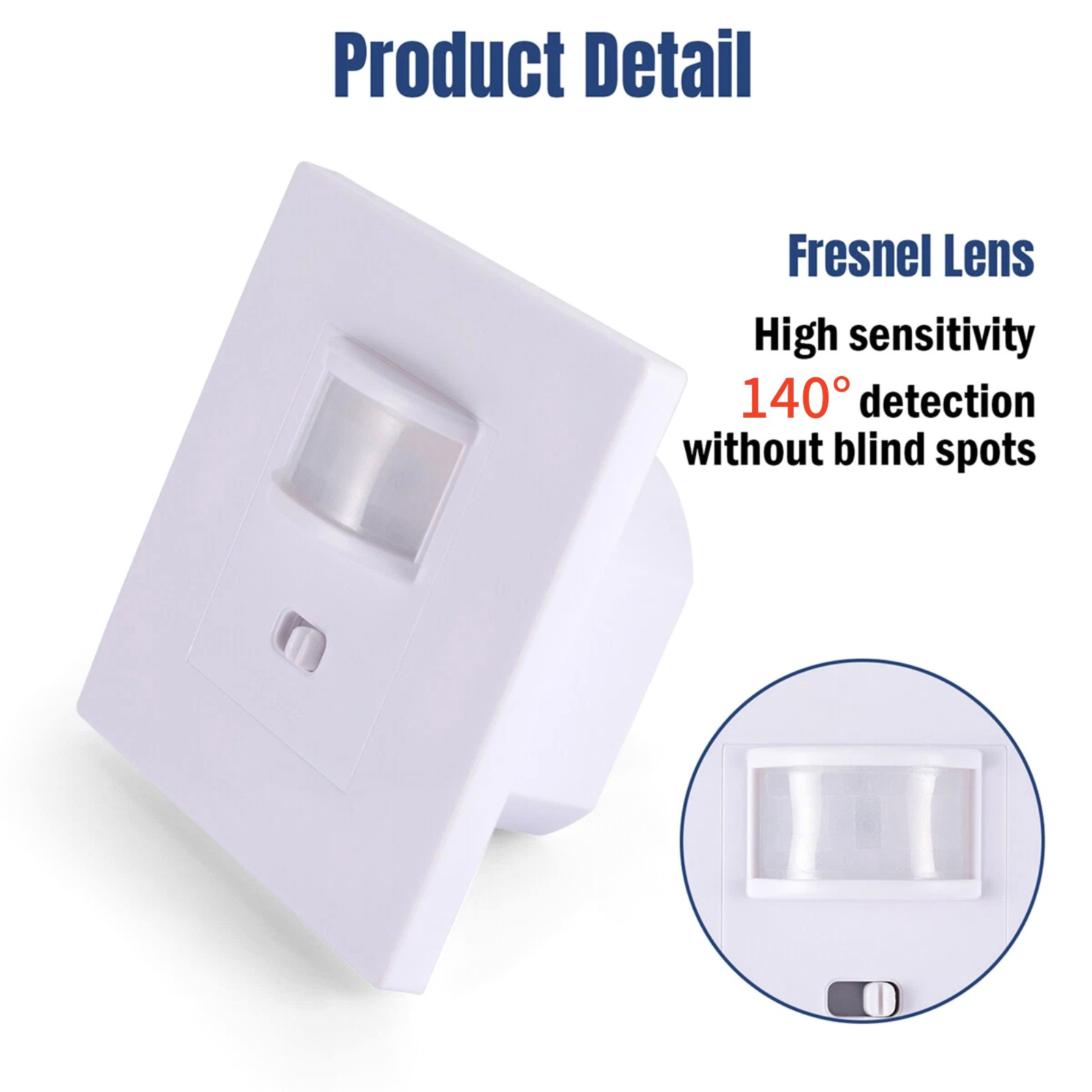 White PIR Motion Sensor Wall Switch AC100-240V for Downlights & Ceiling Lights