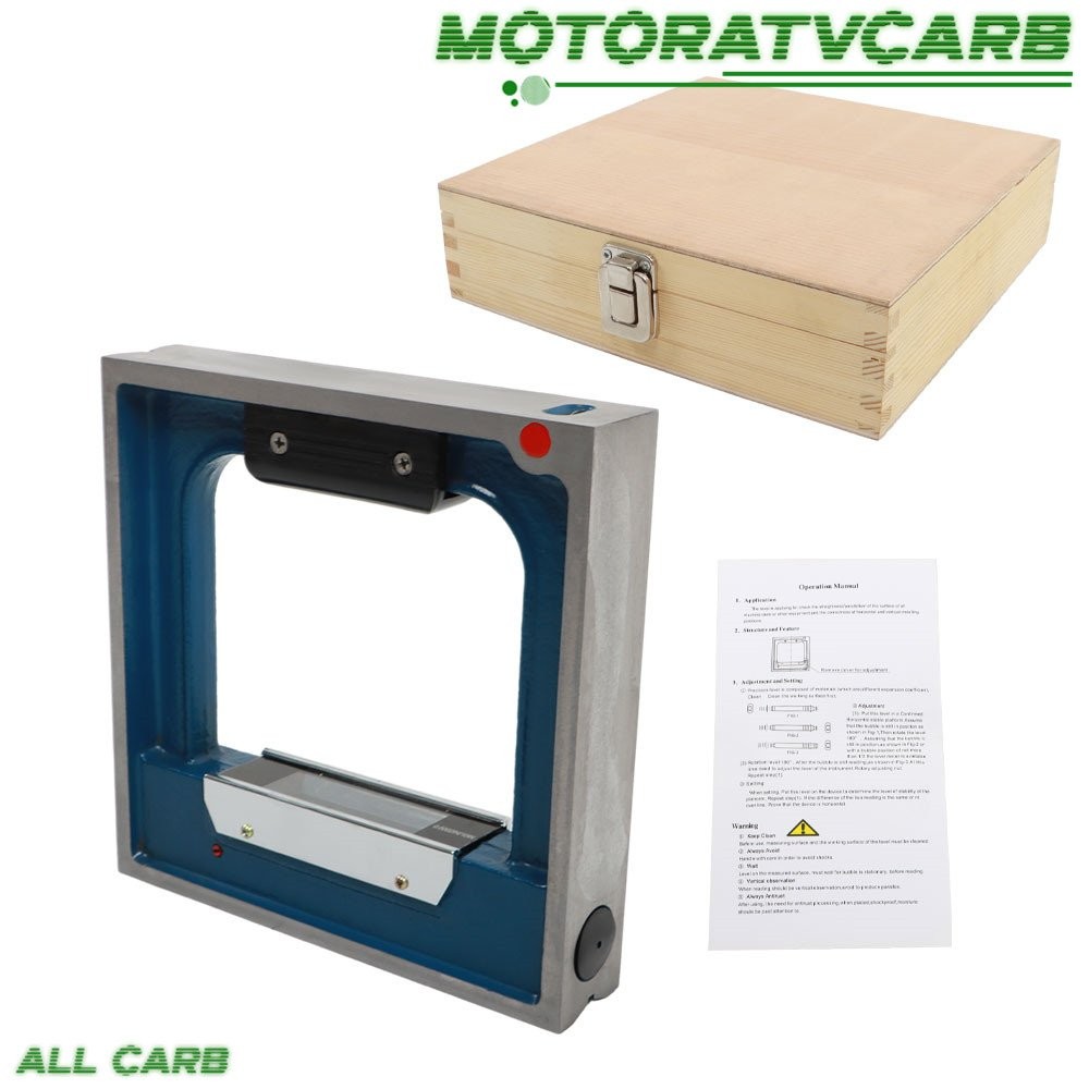 ALL-CARB 8" × 1-9/16" × 8" High Precision Frame Spirit Level .0002" Graduation