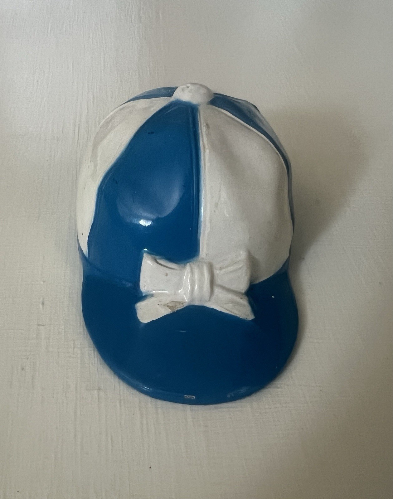 Vintage Scott Products Equestrian Jockey Cap Bottle Opener Blue White Barware
