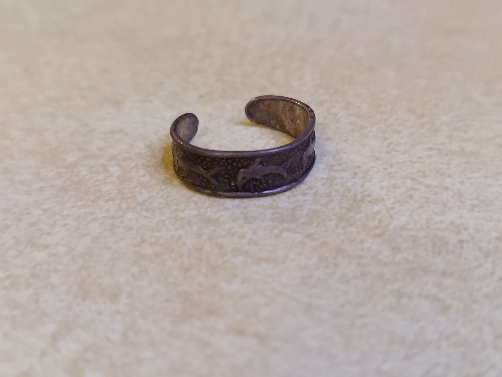 Vintage Sterling Silver 925 Dolphin Small Toe Ring Adjustable