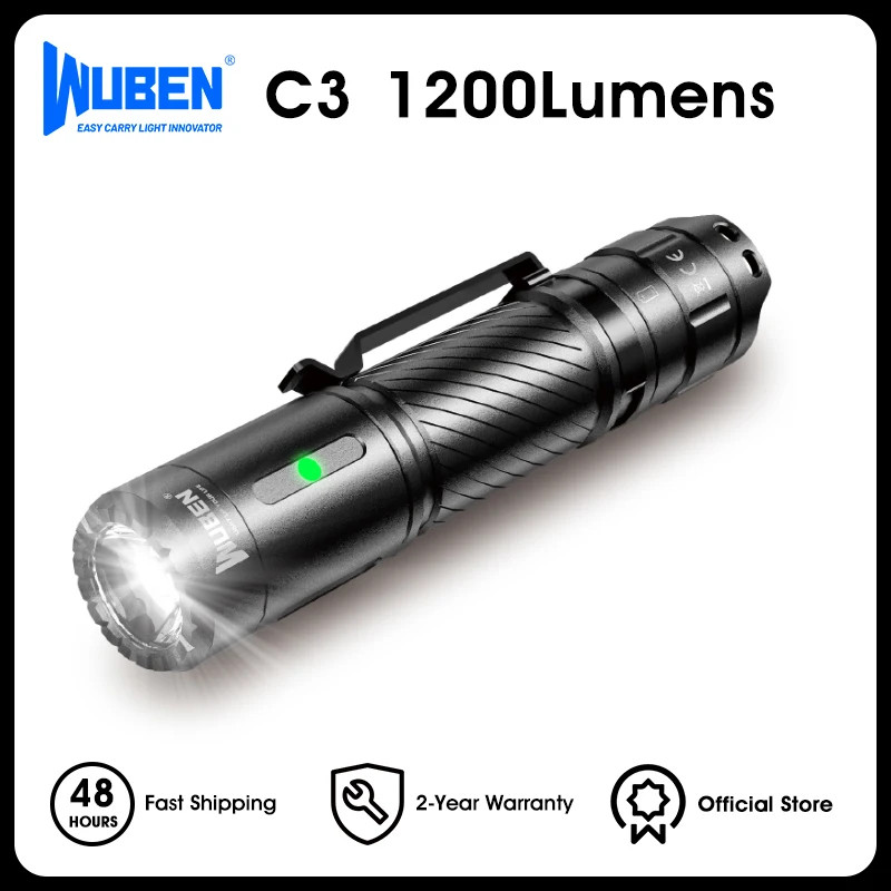 WUBEN C3 Flashlight 1200 High Lumens Rechargeable Flashlight 6 Modes IP68 Waterp