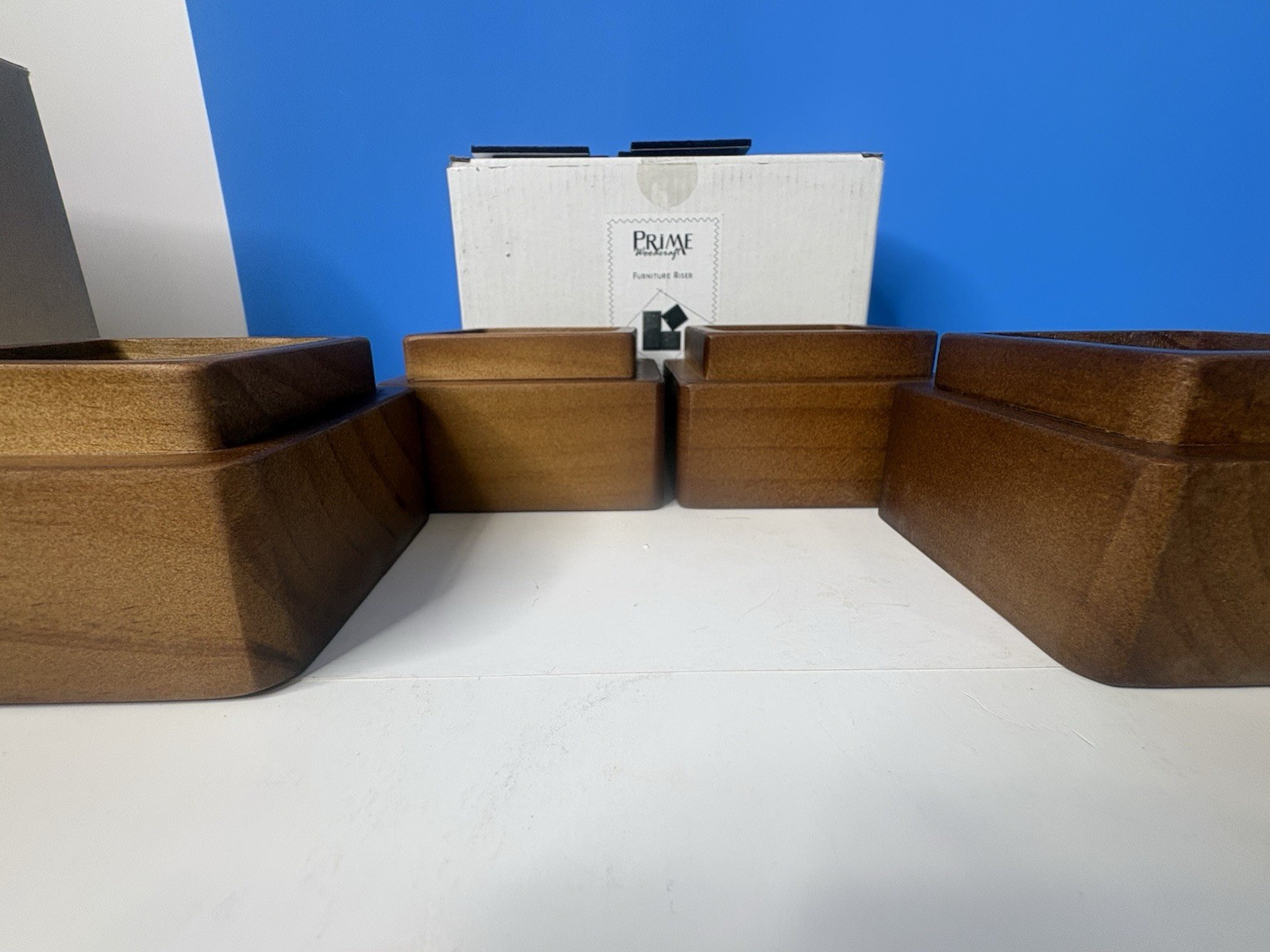Prime Woodcraft Walnut Wood Furniture Risers - 2 1/2" Height, 4 Risers Heavy Dty