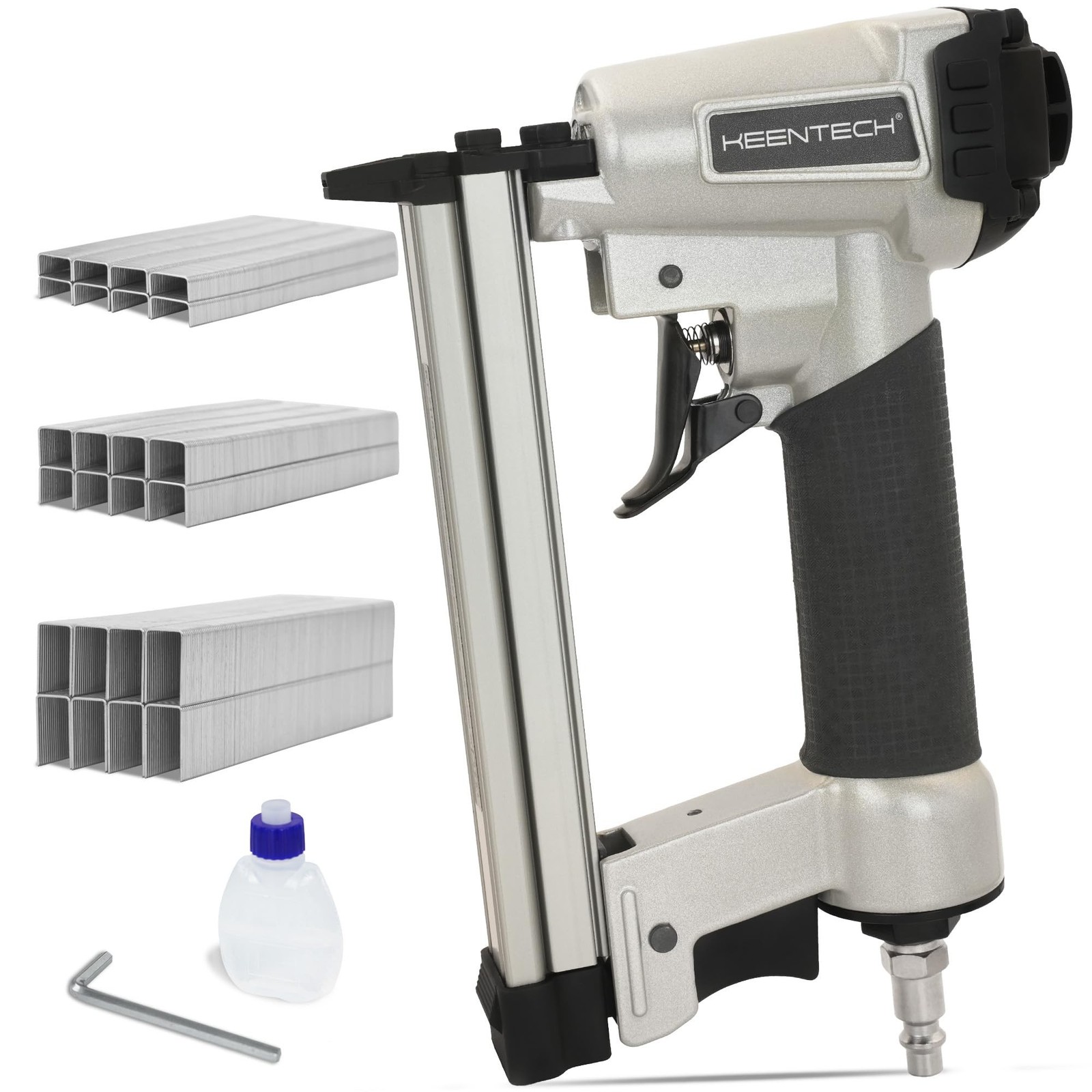 KEENTECH Pneumatic Staple Gun 22 Gauge, Air Upholstery Stapler with 3765pcs 3...