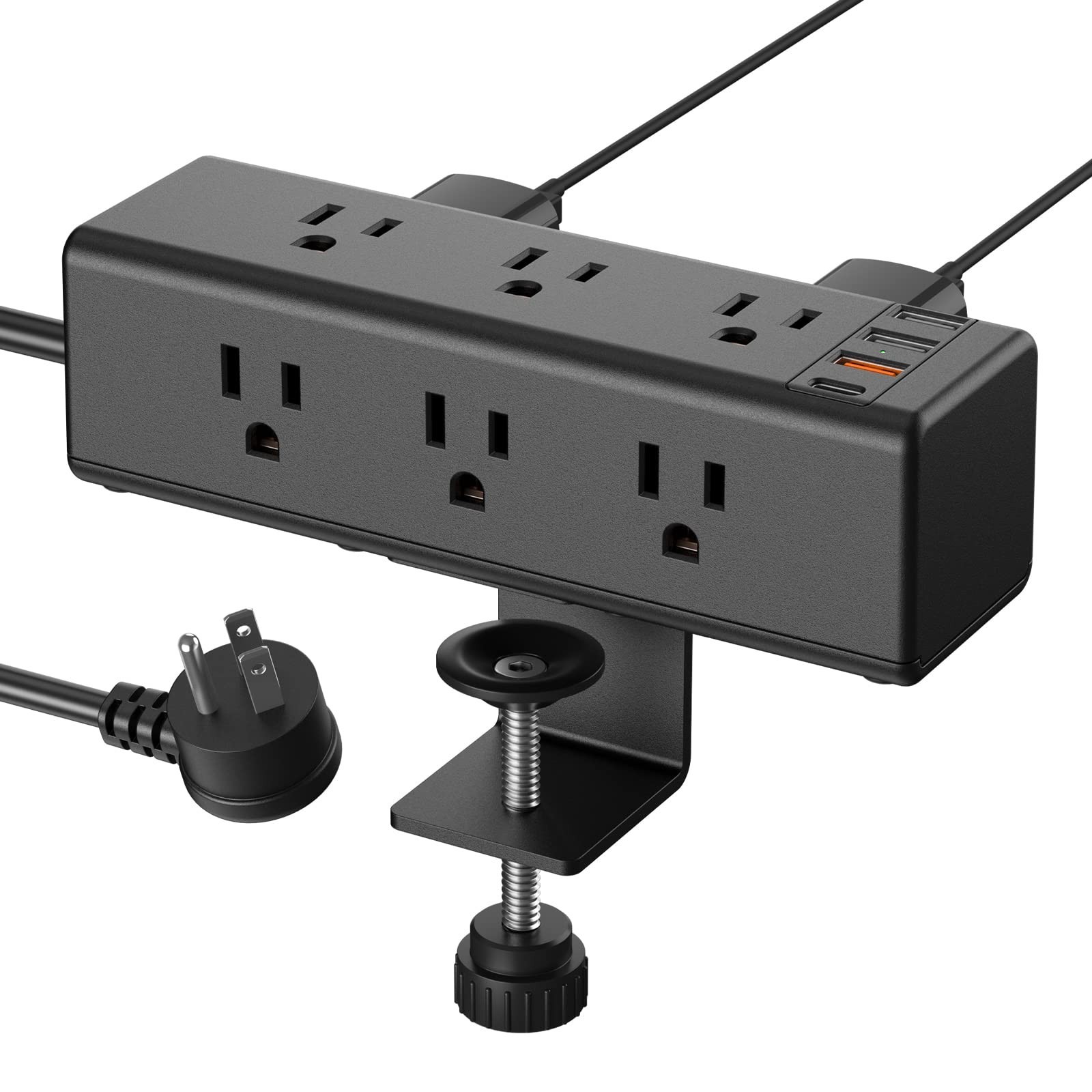 CCCEI Desk Clamp Power Strip with 9 Outlets, Desktop Edge Mount Surge Protect...