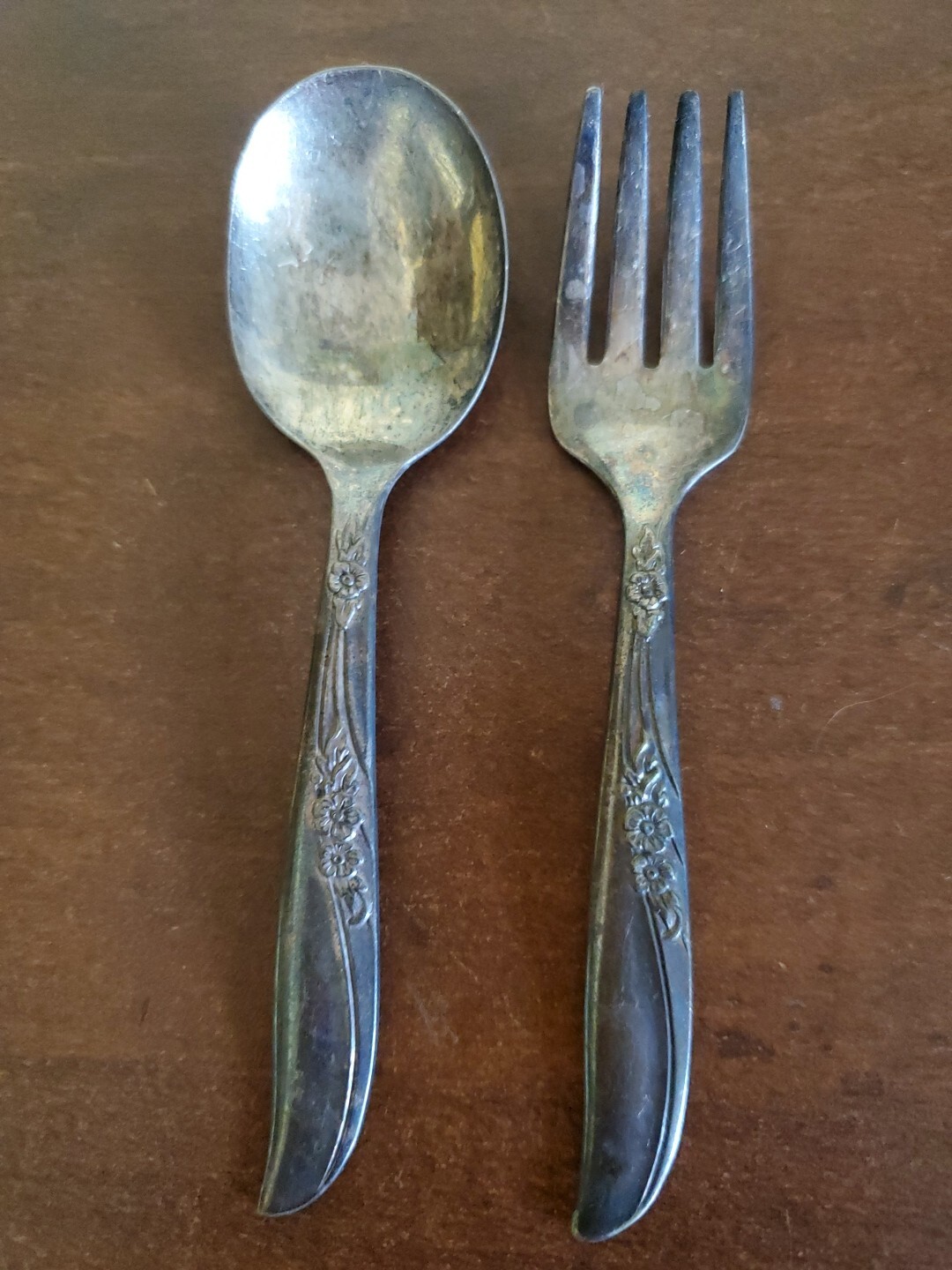 Vintage ONEIDA Community Tudor Plate Child's Fork & Spoon Set