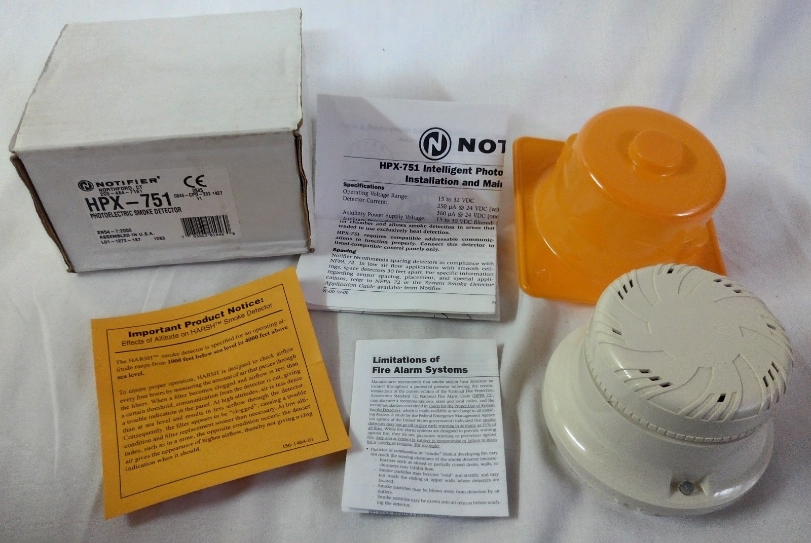 NOTIFIER HPX-751 Photoelectric Smoke Detector Analog Addressable Air Intake Fan