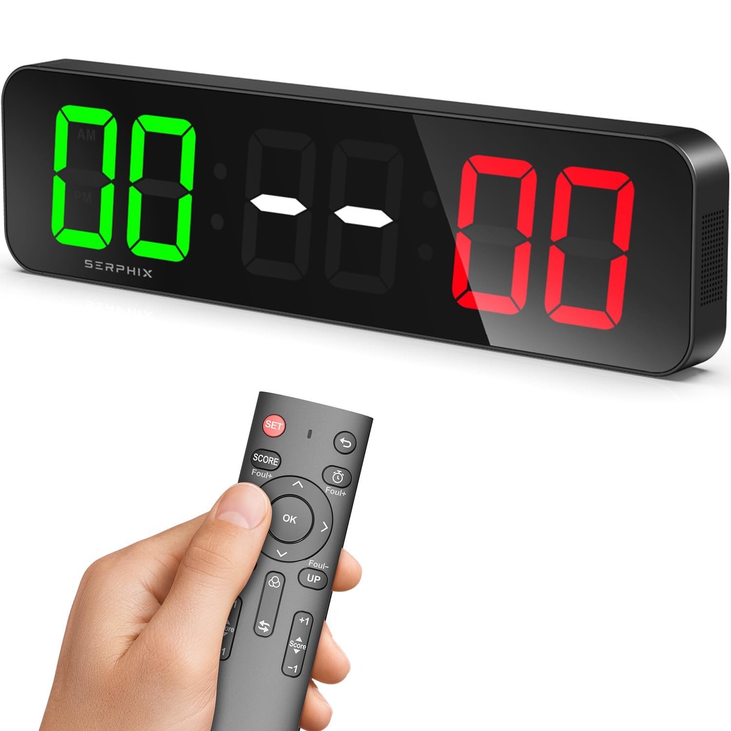 15.2" Large Digital Scoreboard, Variable LED Color, Timer Clock, Tabletop Ele...