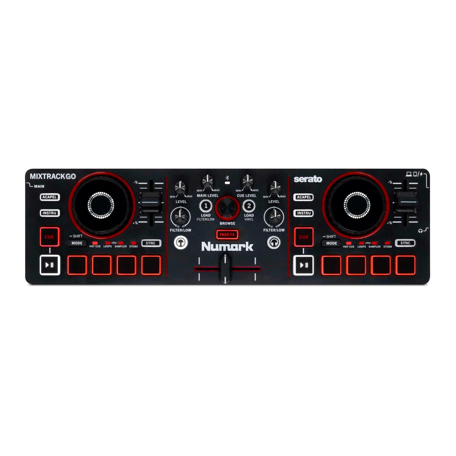 Numark MixTrack Go Ultra-Portable 2-Deck DJ Controller with Stems Control