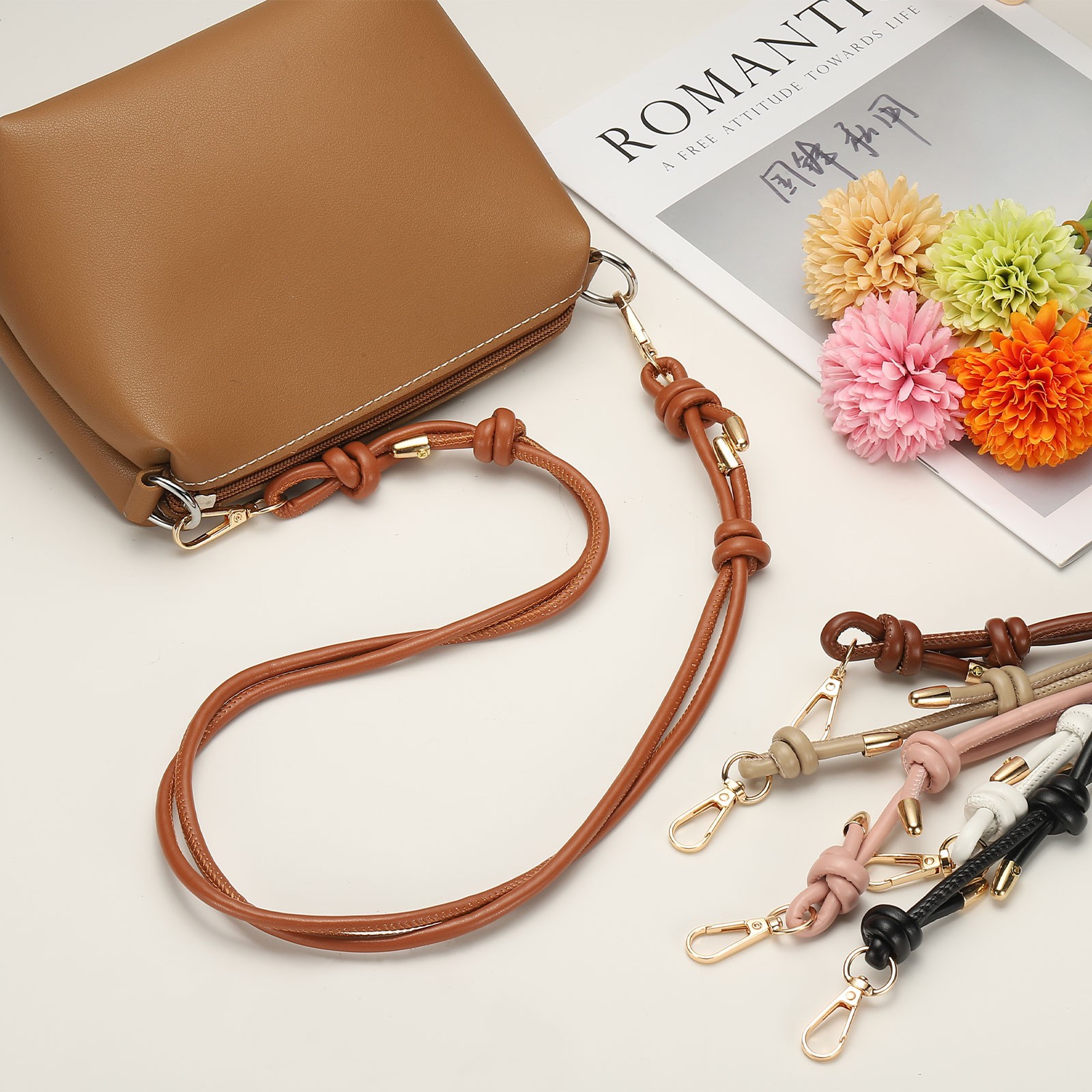 2Pcs Leather Purse Strap 34.65" Strap Replacement with Clasp, Pink