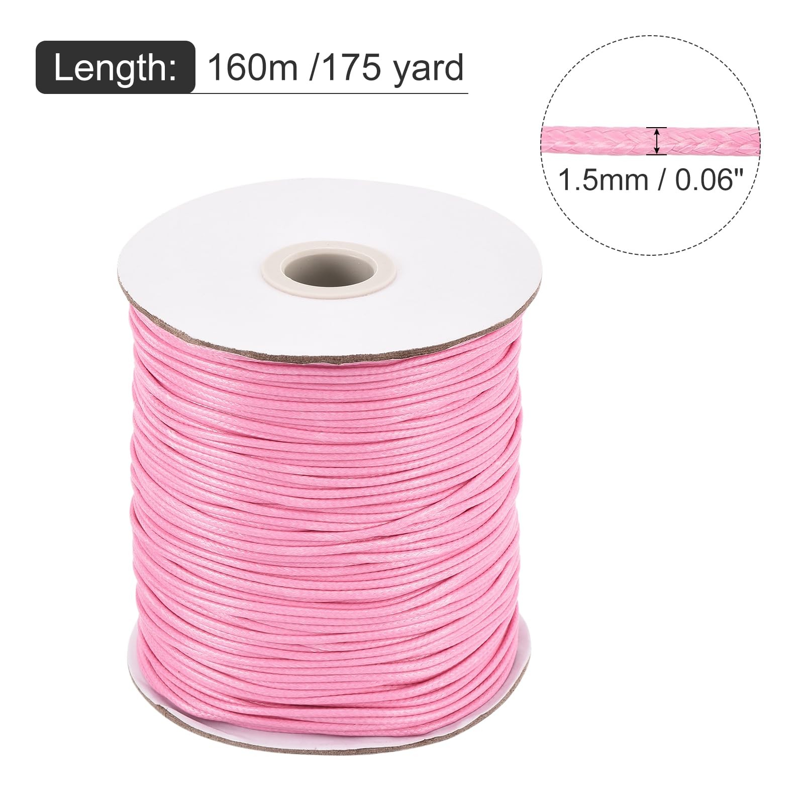 Waxed Cord 1.5mm Waxed Polyester Cord 175 Yard Wax String for Bracelet Making...