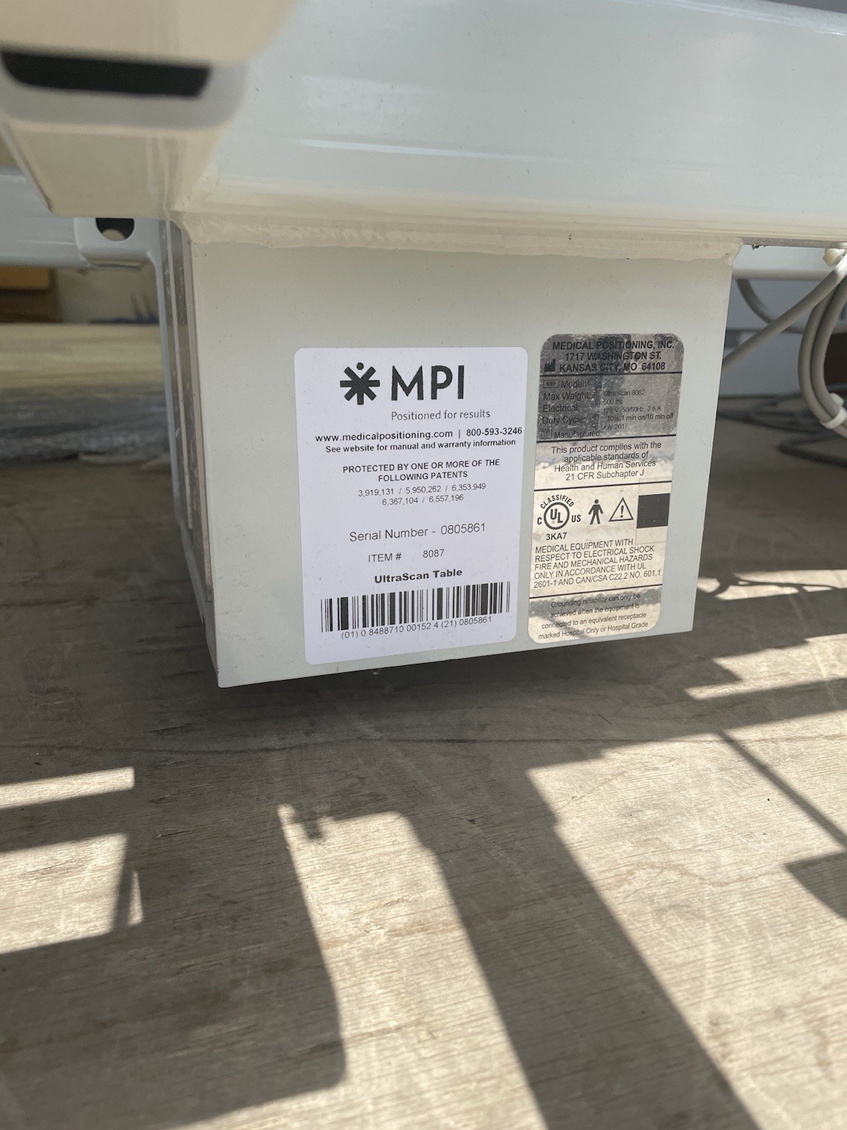 MPI UltraScan 8087 Table (Max Weight-500lbs)
