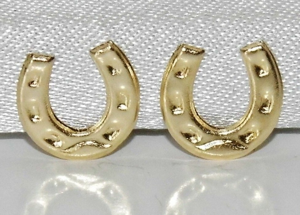 9ct Gold Horseshoe Stud Earrings / 9ct Gold Studs / Lucky Horse Shoe