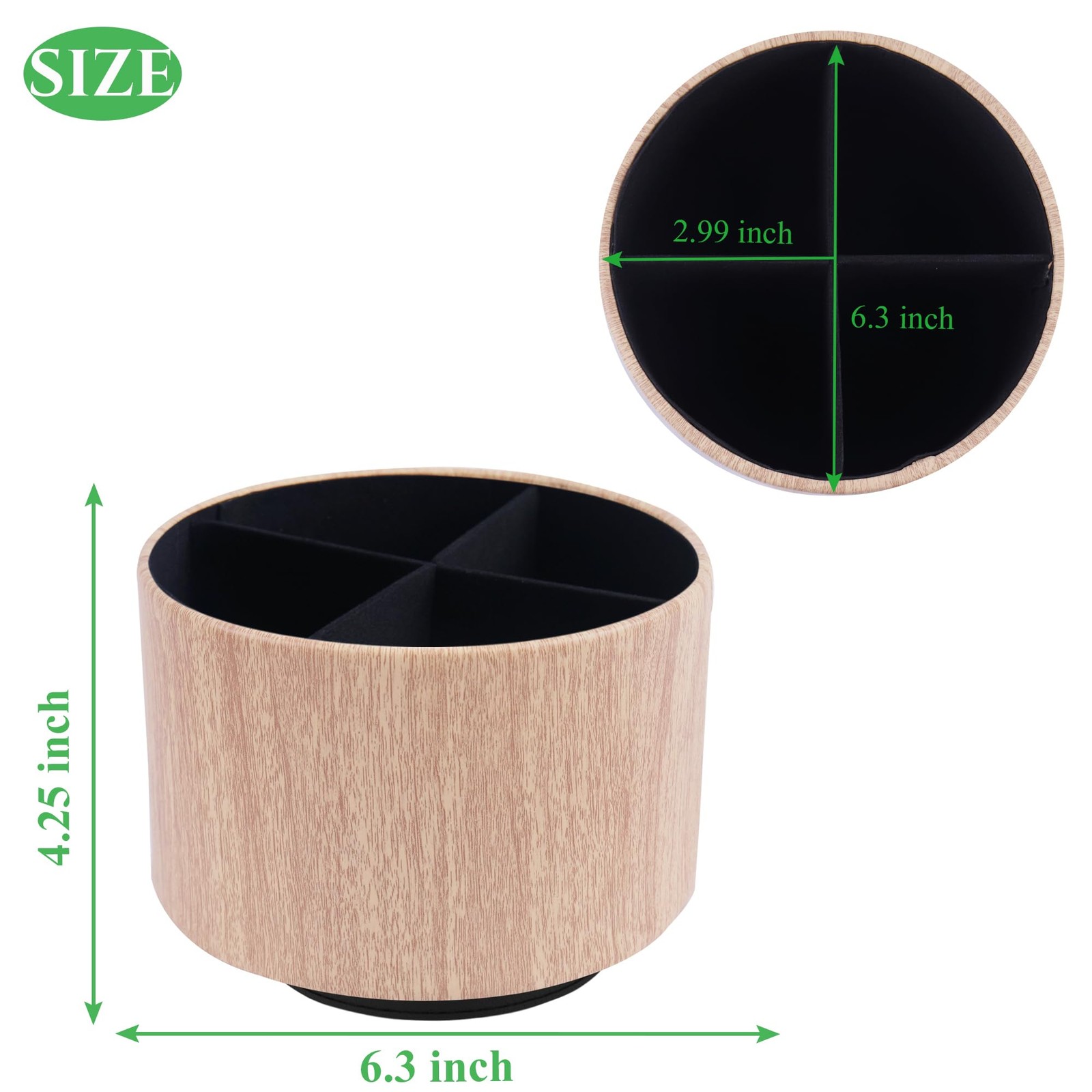 Round Leather Art Supply Organizer,Remote Control Holder,360 Degree Spinning,...
