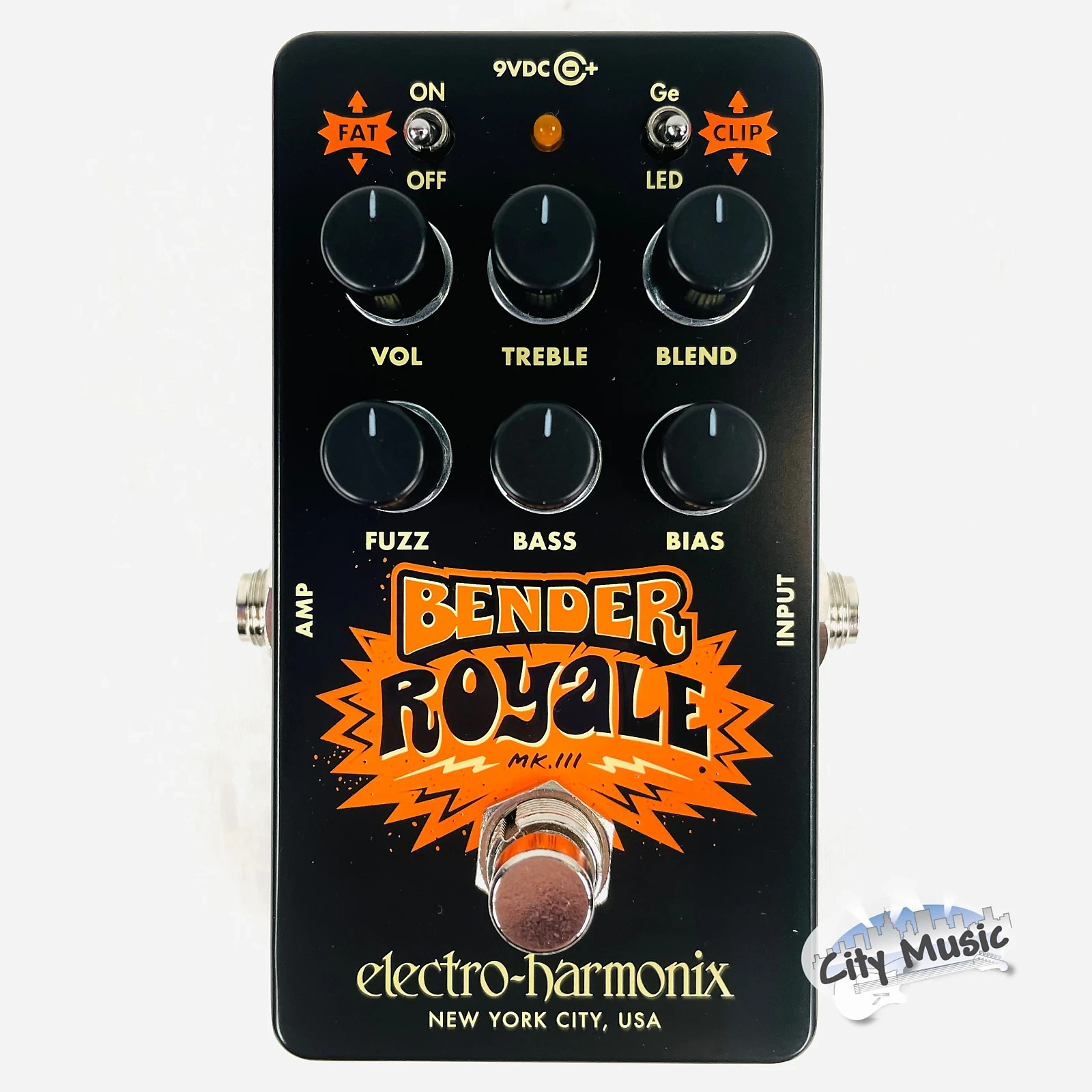 Used Electro-Harmonix EHX Bender Royale Germanium Fuzz Guitar Pedal Black ♫