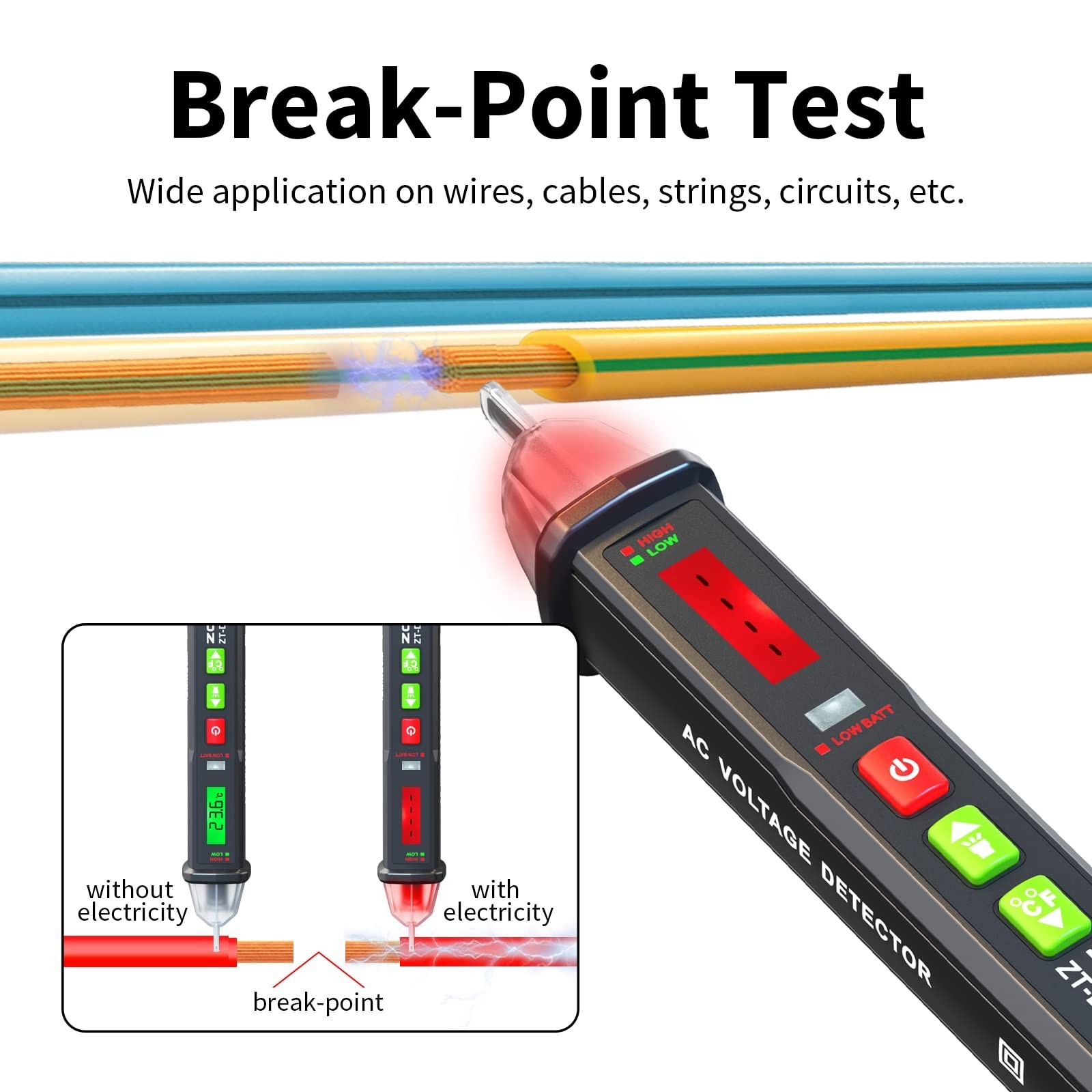 Voltage Tester Pen Non-Contact 12-1000V AC Detector, Adjustable Sensitivity E...