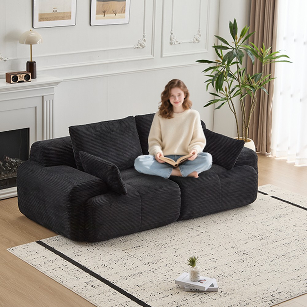 Cloud Modular Sectional Sofa 2-Seater Memory Foam Pet-Friendly Corduroy No Assm