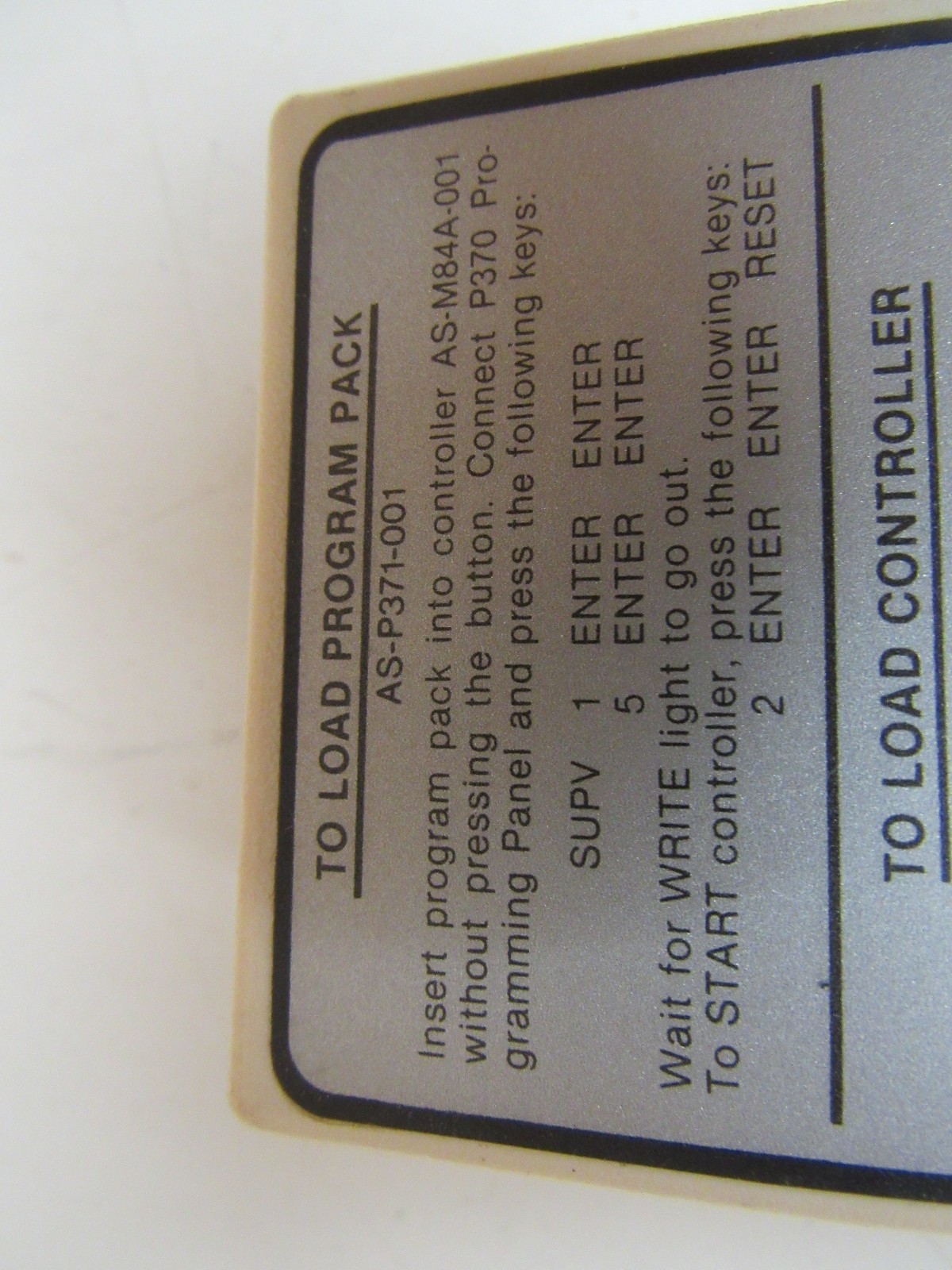 GOULD MODICON PROGRAM PACK MEMORY MODULE AS-P371-001 ASP371001