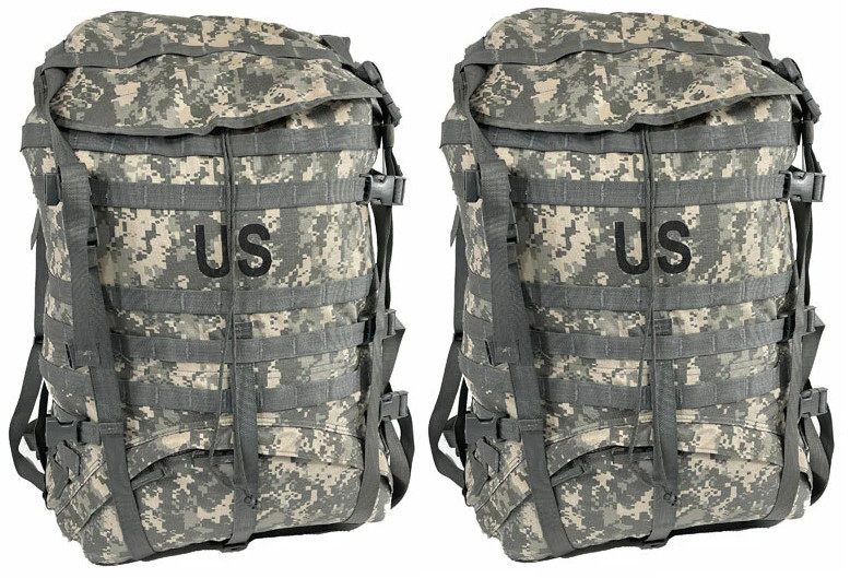 2 Pack USGI Military Surplus Rucksack ONLY Large Field Pack MOLLE II ACU Modular