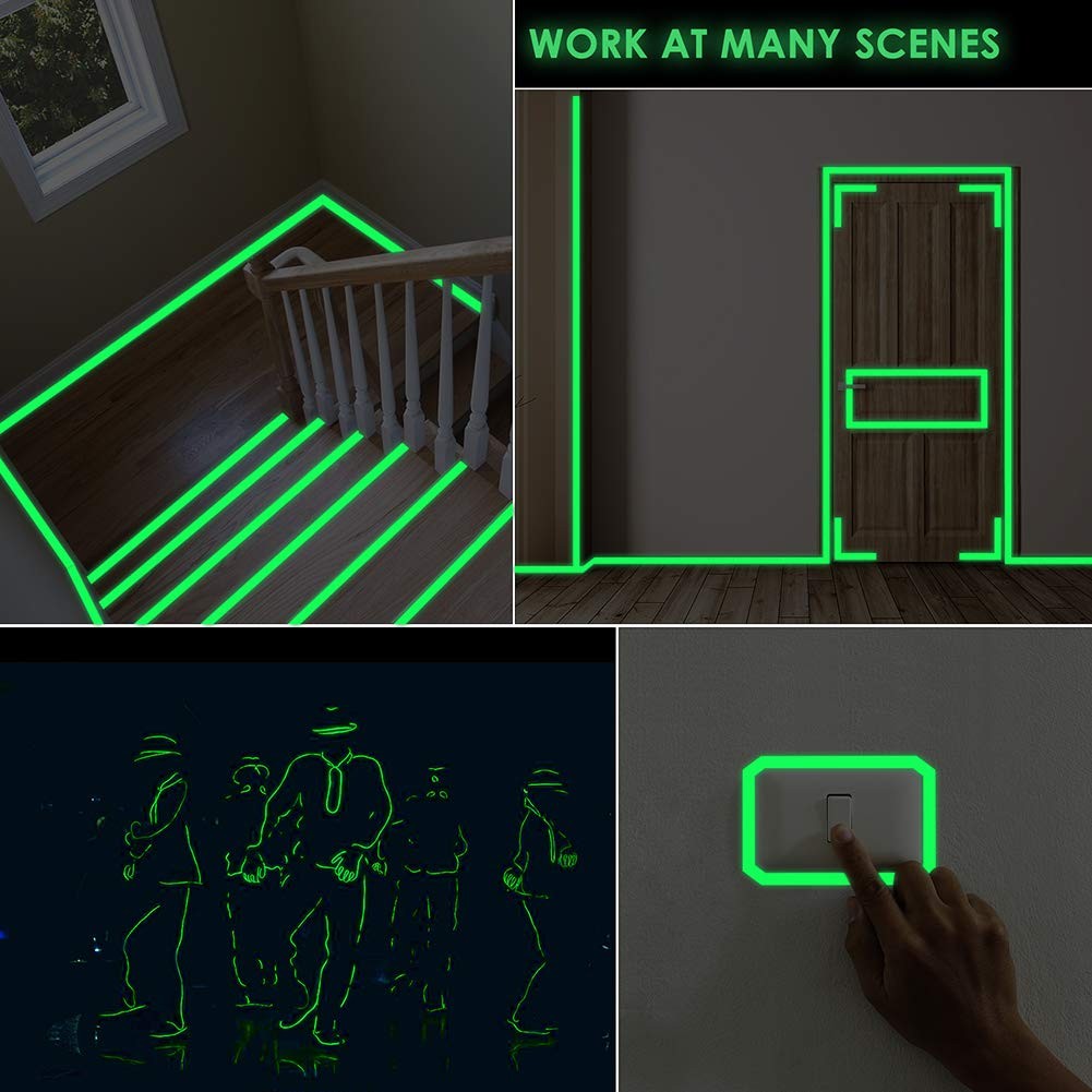 MALENOO 0.5 Inch x 16FT Glow in The Dark Tape Lasting x 16 Ft, Green