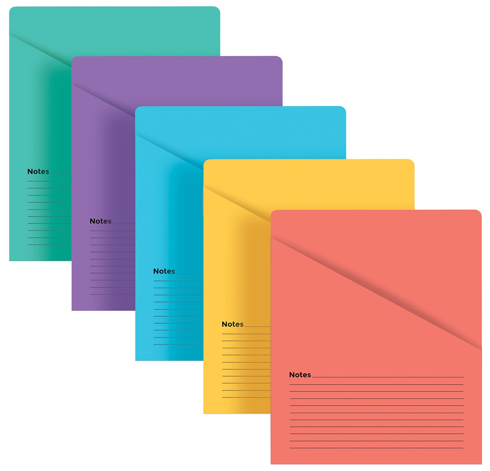 Lined Vertical Slash Pocket File Folders, 25 Pack, 5 Assorted Colors, Letter ...