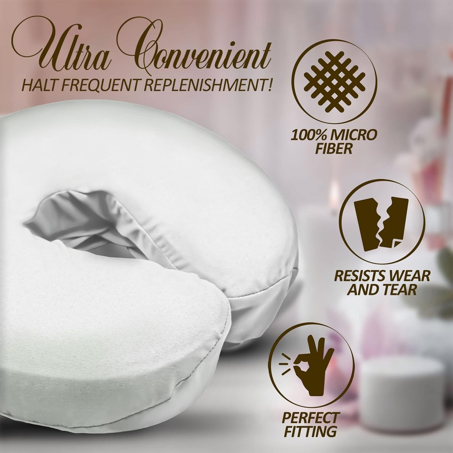 4-Piece White Soft Microfiber Face Cradle Covers for Enhanced Massage Comfort